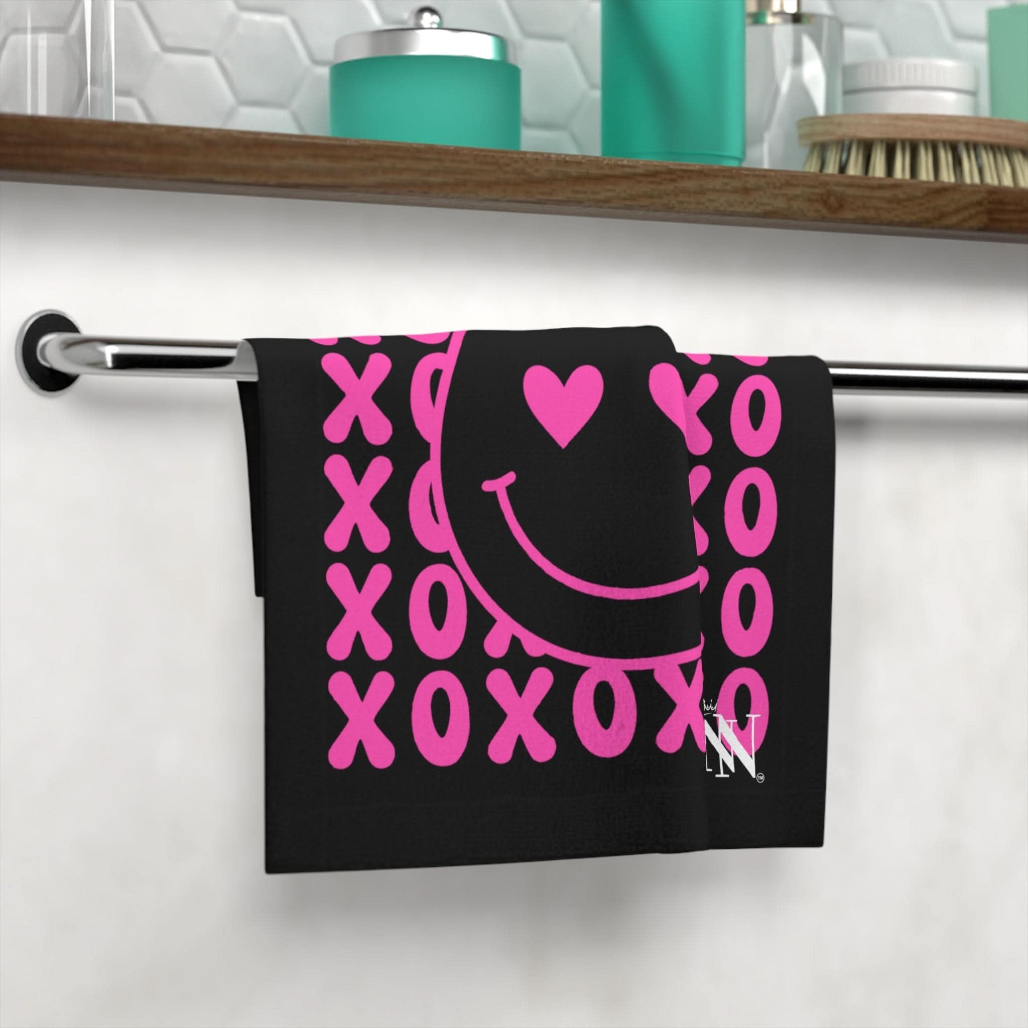 XOXO Emoji Hearts Black | Mix & Match Lils’ Fun-Flirty Lovers’ Towels