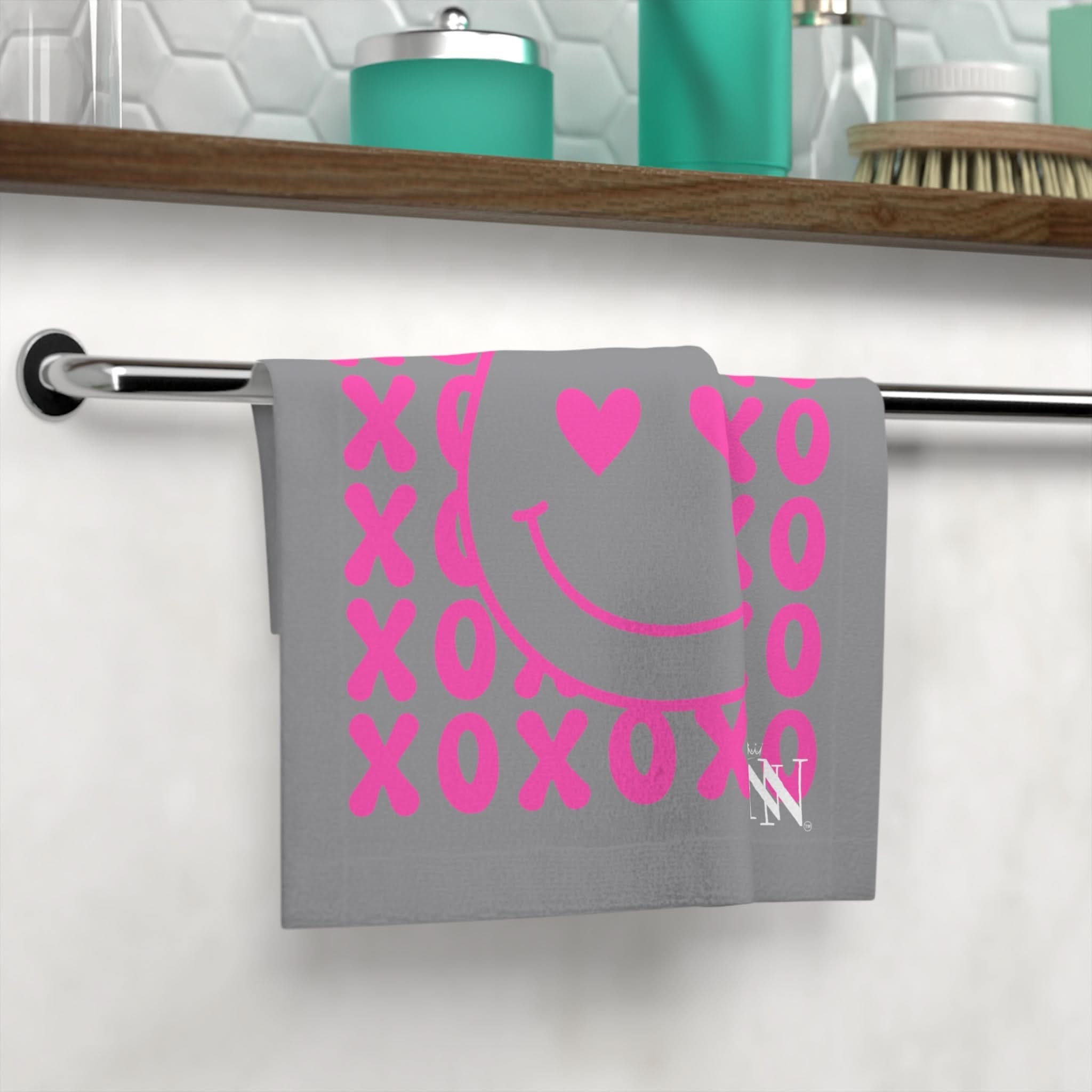 XOXO Emoji Hearts Grey | Mix & Match Lils’ Fun-Flirty Lovers’ Towels