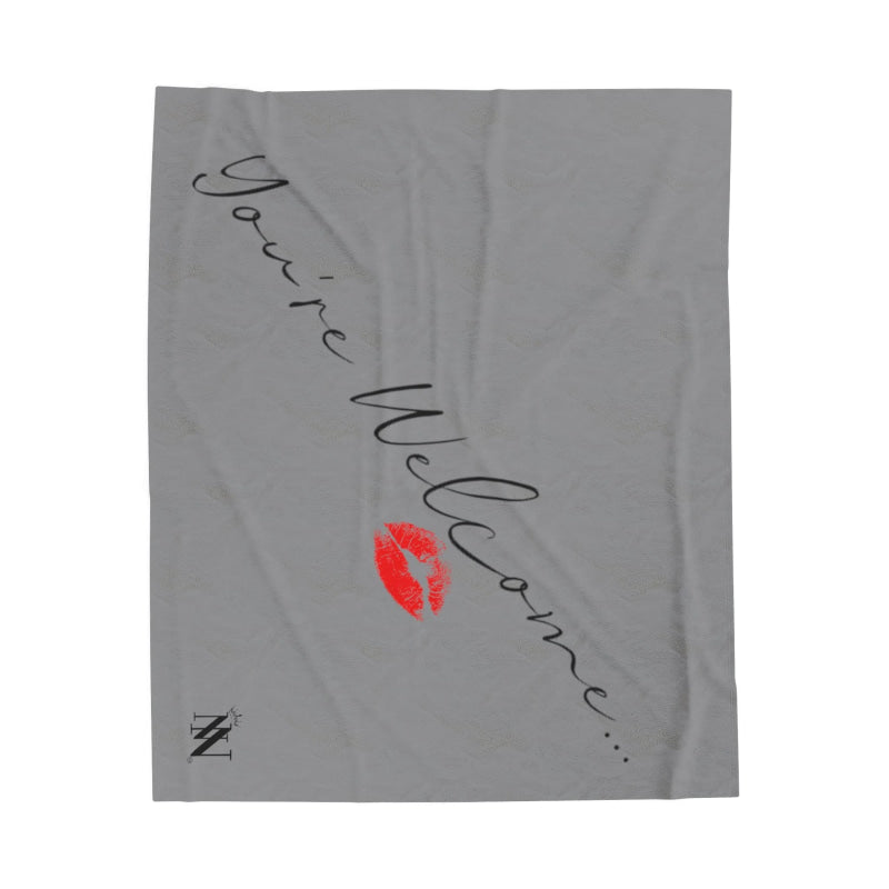 You’re Welcome Kiss Grey | Mix & Match Fun-Flirty Lovers’ Blankets