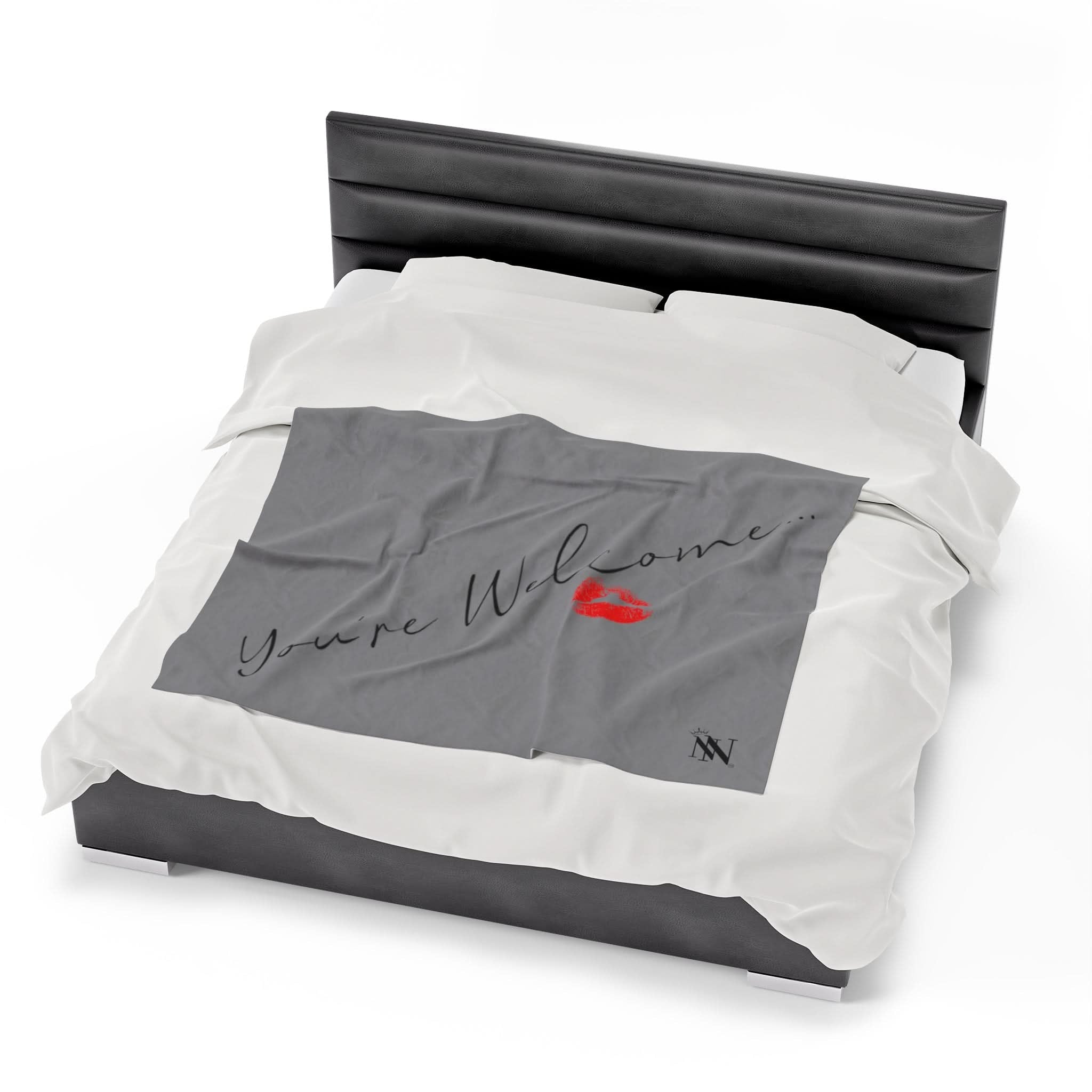 You’re Welcome Kiss Grey | Mix & Match Fun-Flirty Lovers’ Blankets