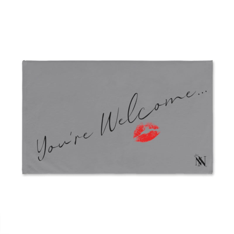 You’re Welcome Kiss Grey | Mix & Match Original Fun-Flirty Lovers’ Towels