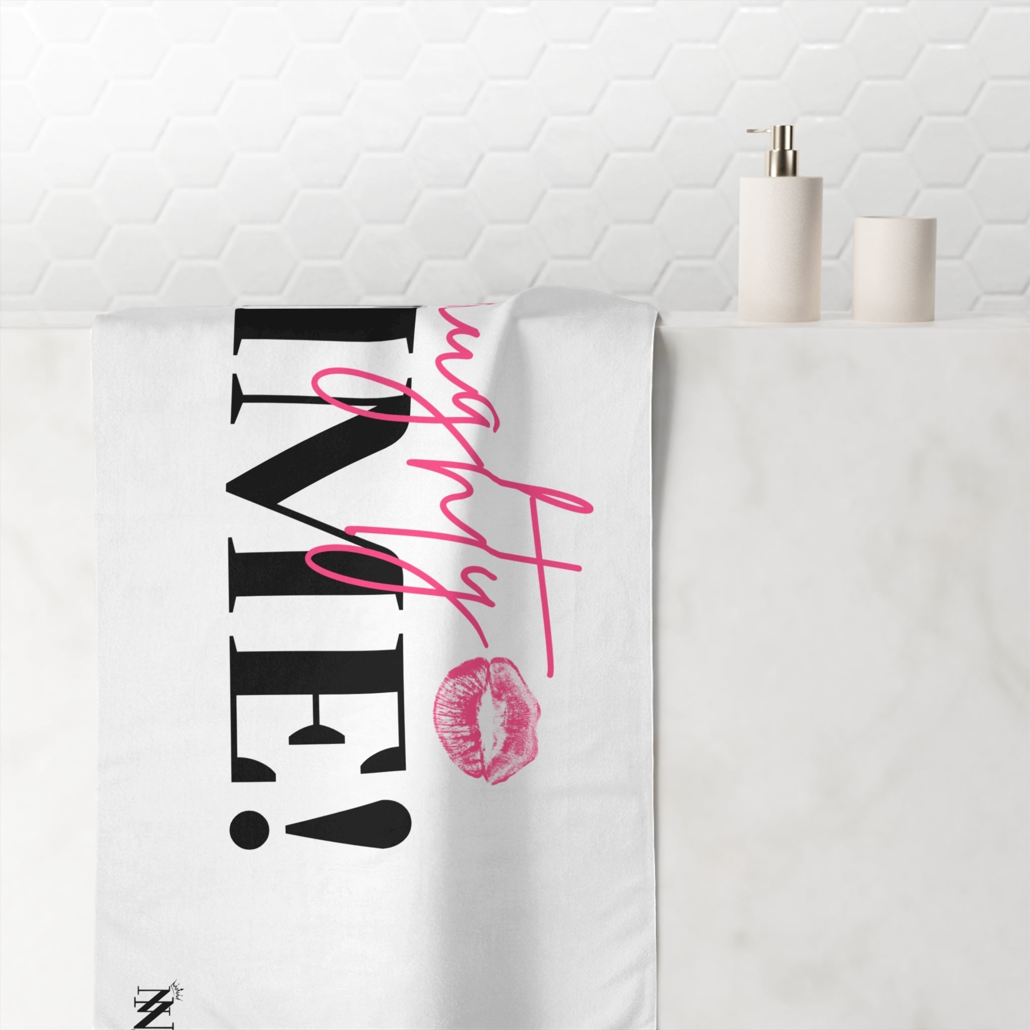 Naughty Time! With a Kiss | Mix & Match XL Fun-Flirty Lovers’ Towels