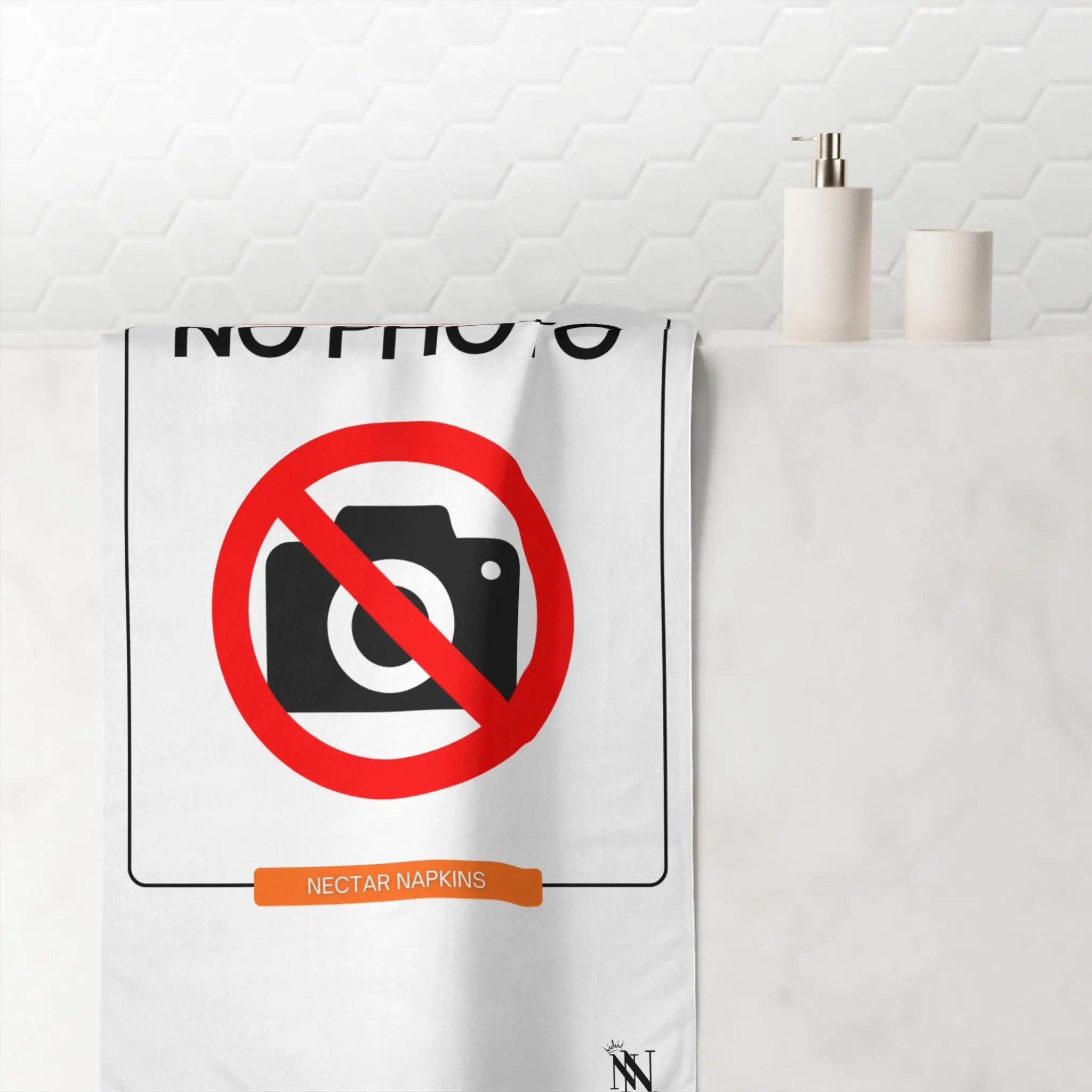 Attention No Photo Sign | Nectar Napkins XL Fun-Flirty Lovers’ Towels