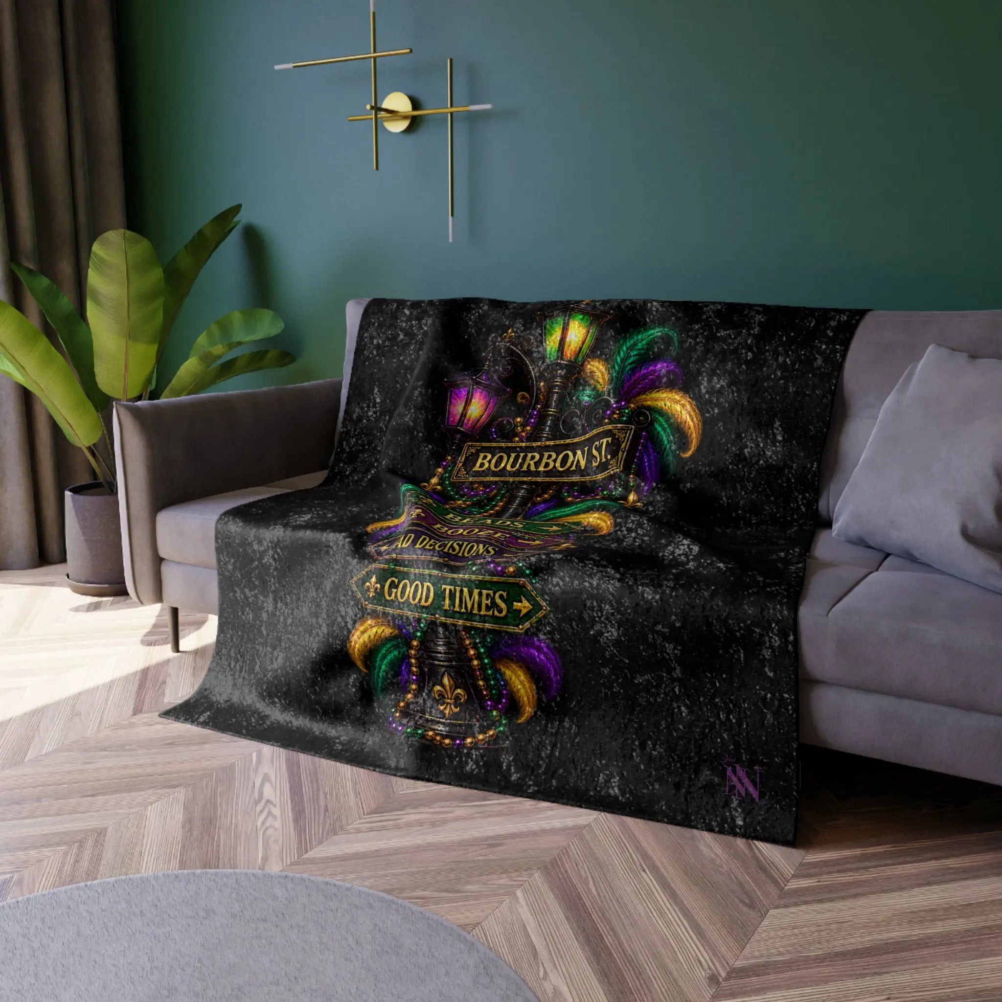 Bourbon St. Sign Bad Decisions Crushed Velvet Blanket