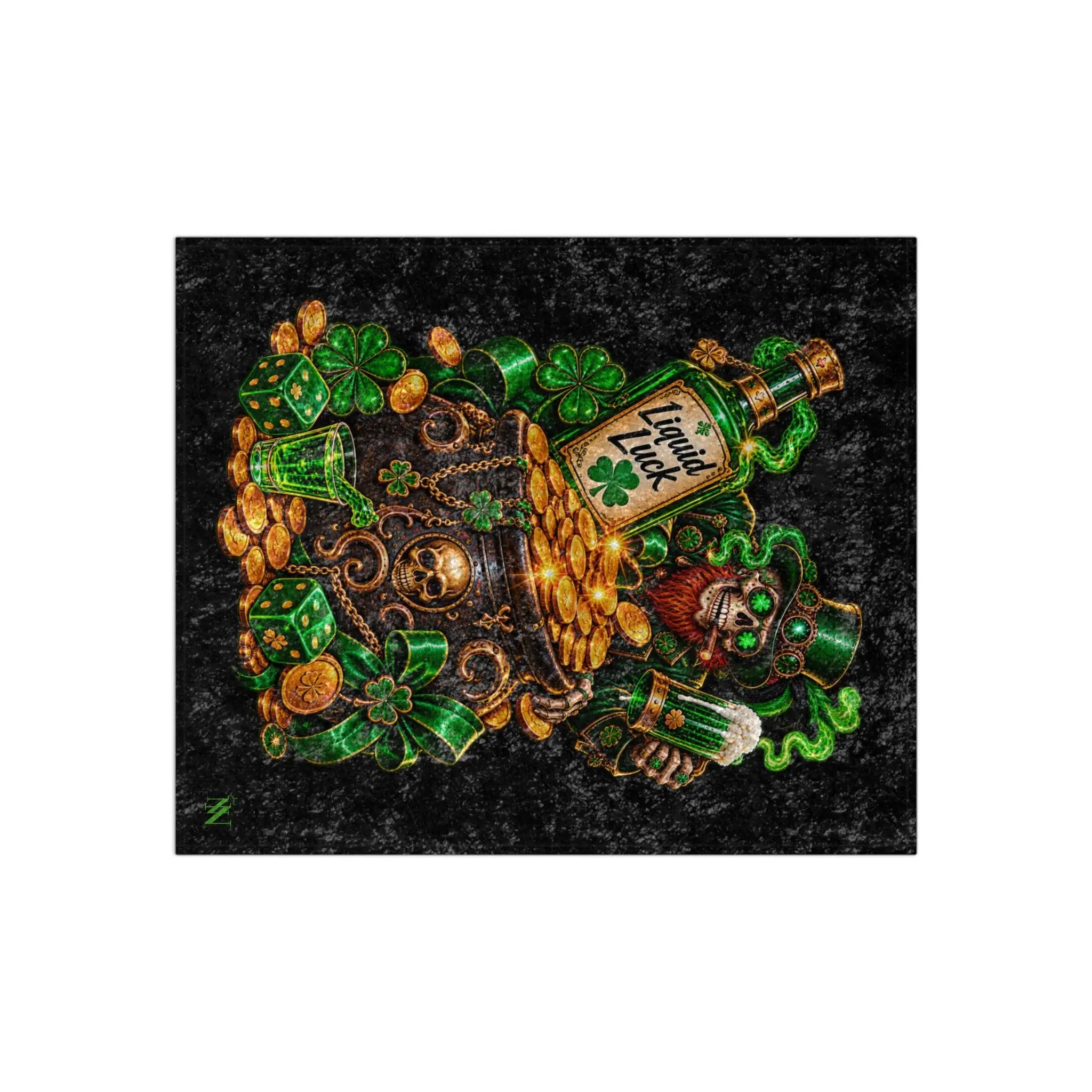 Pot Of Gold Wicked Leprechaun Crushed Velvet Blanket