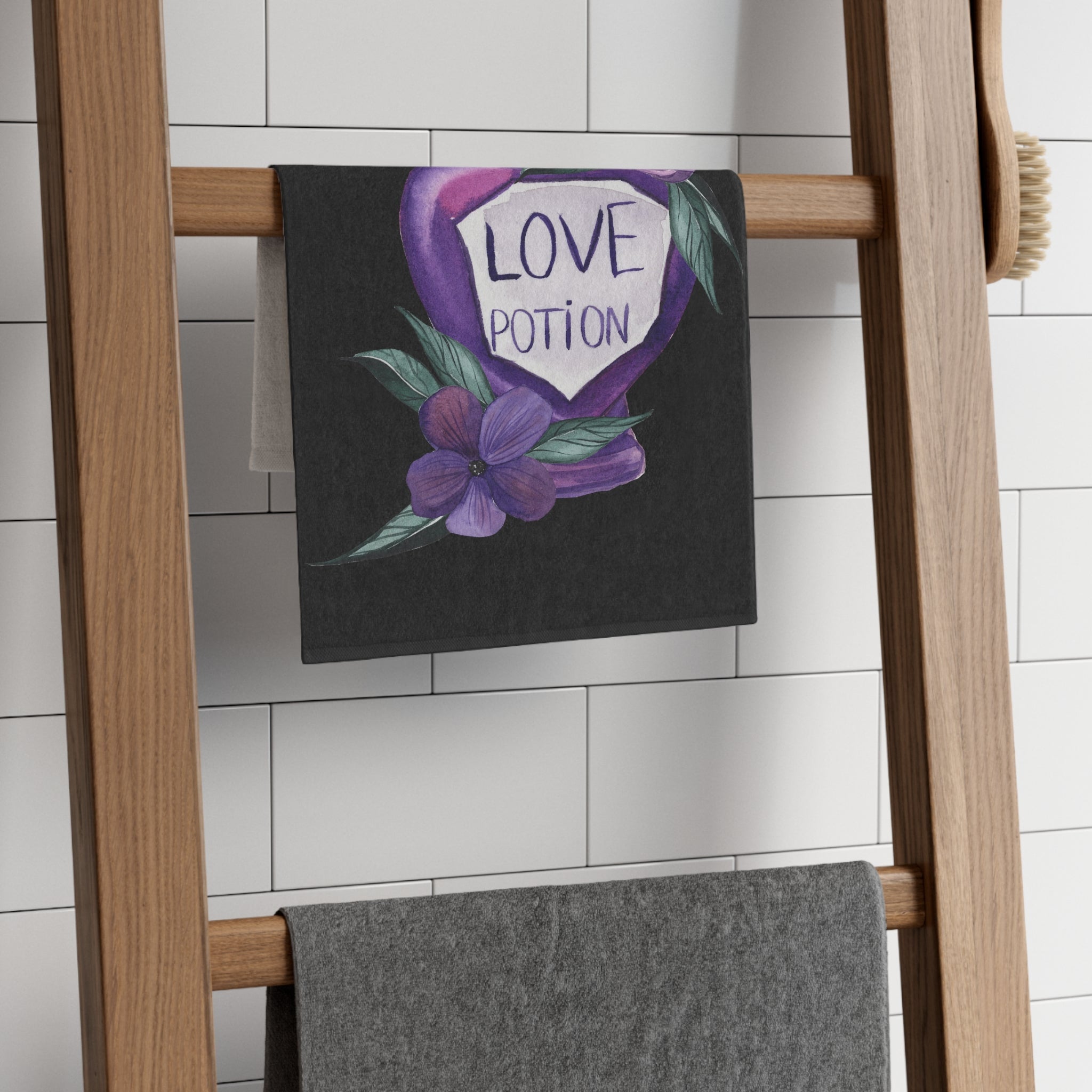Pretty Love Potion Black | Mix & Match Soft Fun-Flirty Lovers’ Towels