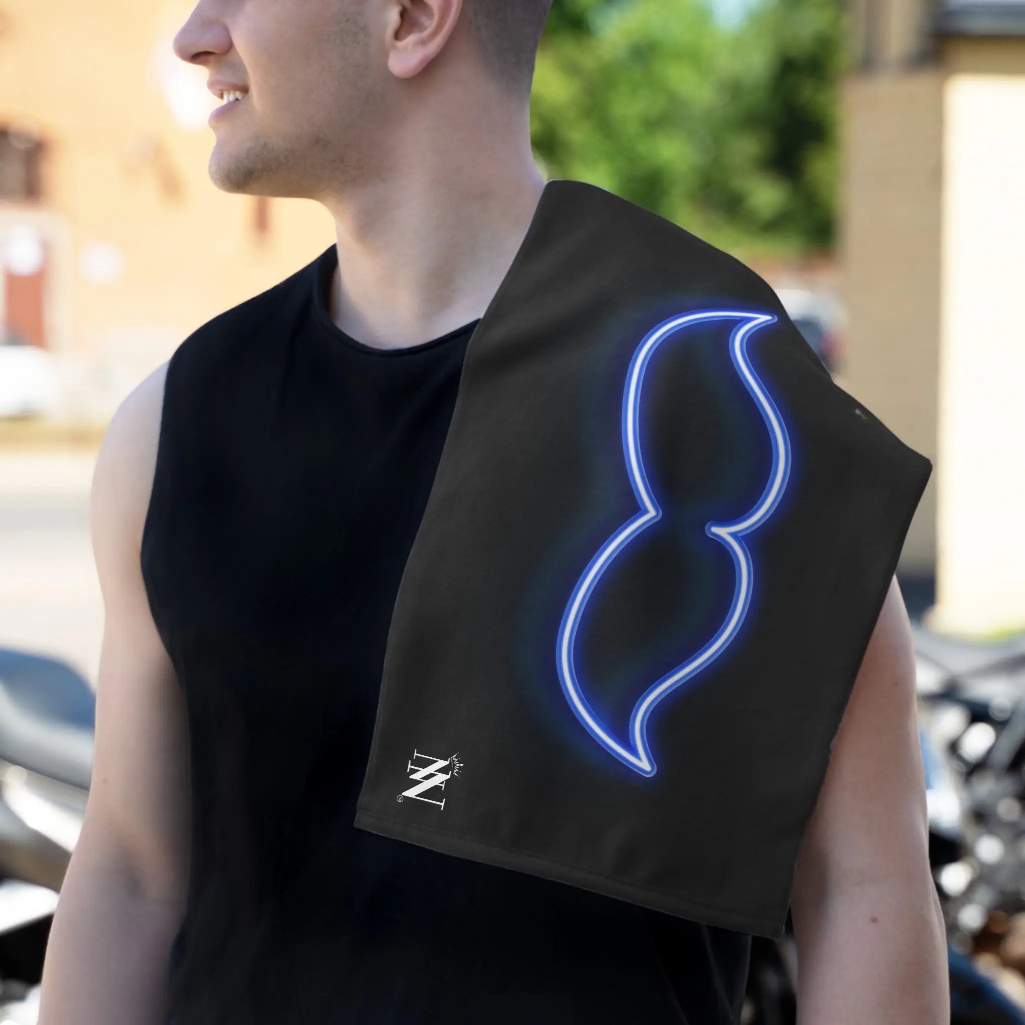 His Mustache Neon Sex Towel