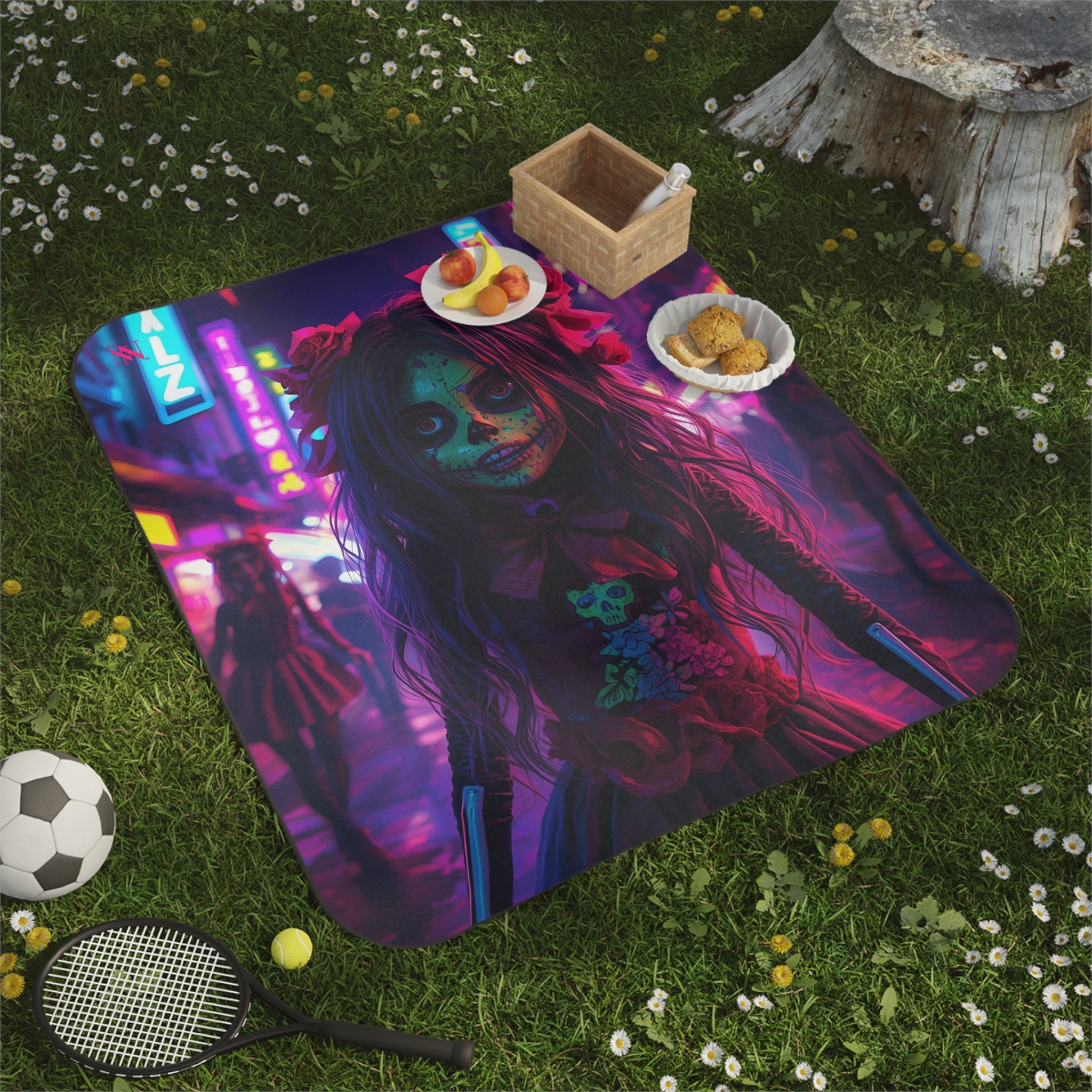 El Día de los Muertos Doll Graphic | Mix Match Fun-Flirty Lovers’ Water-Resistant Blankets