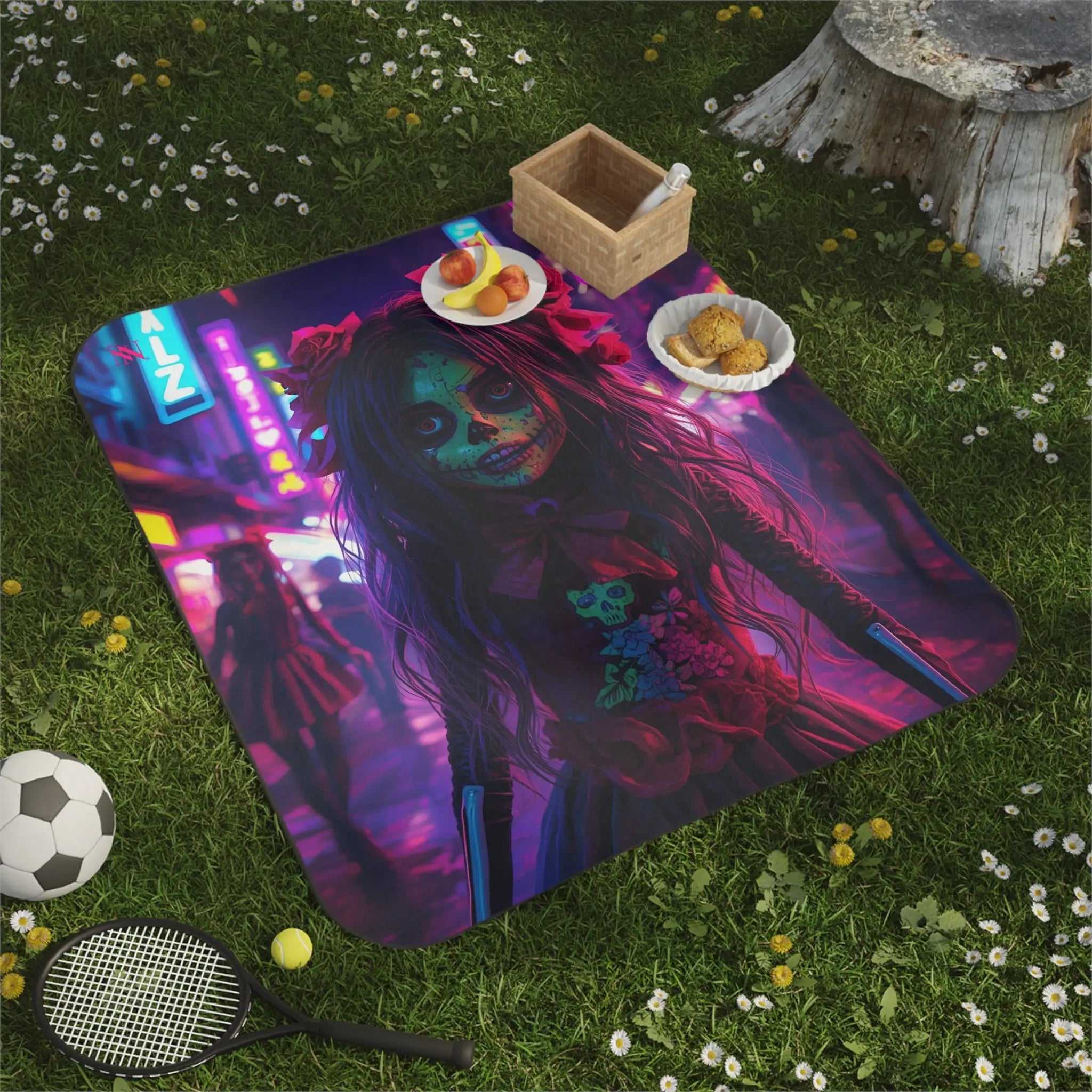 El Día de los Muertos Doll Graphic | Mix Match Fun-Flirty Lovers’ Water-Resistant Blankets