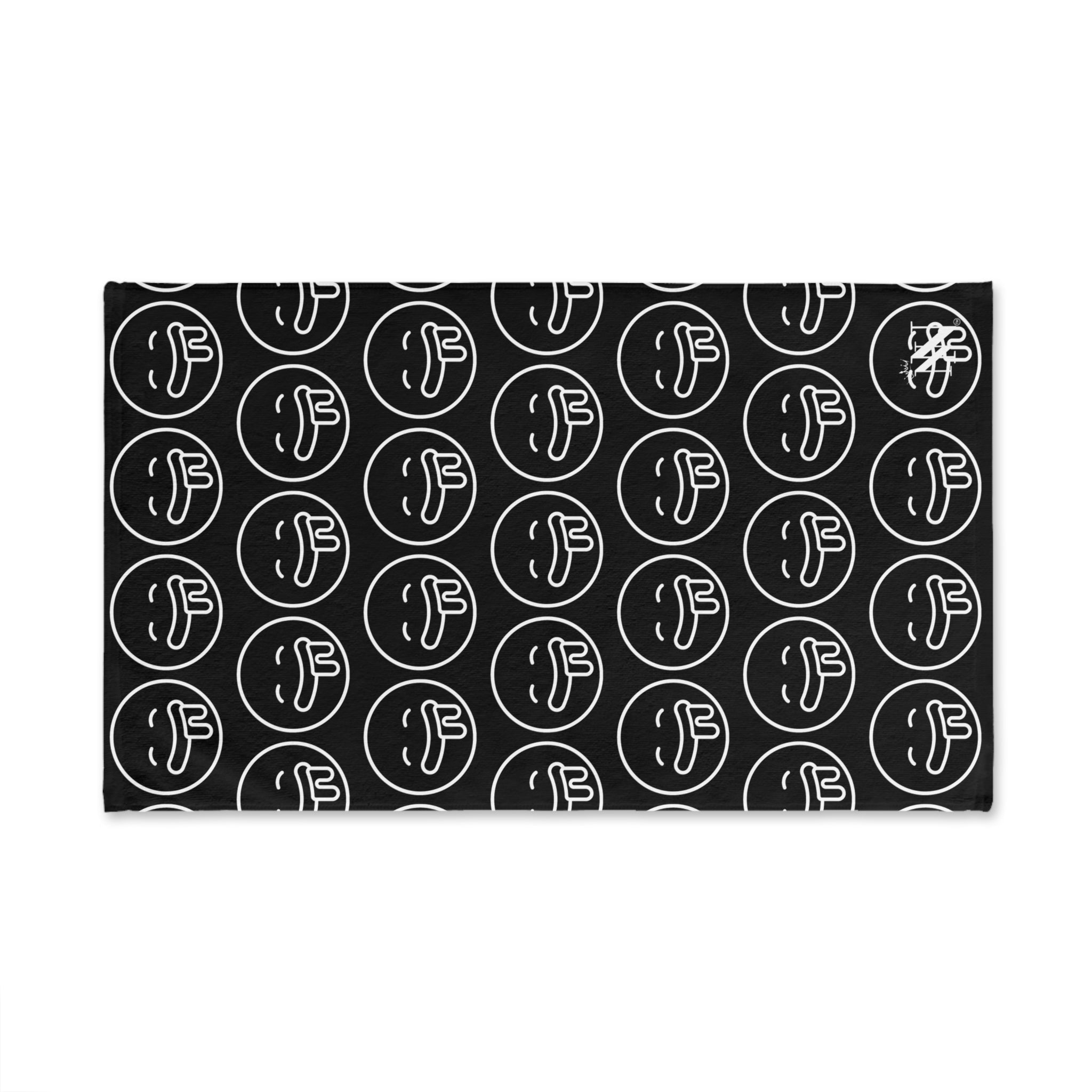 Hungry Drooling Emoji Pattern Black Cum Towel