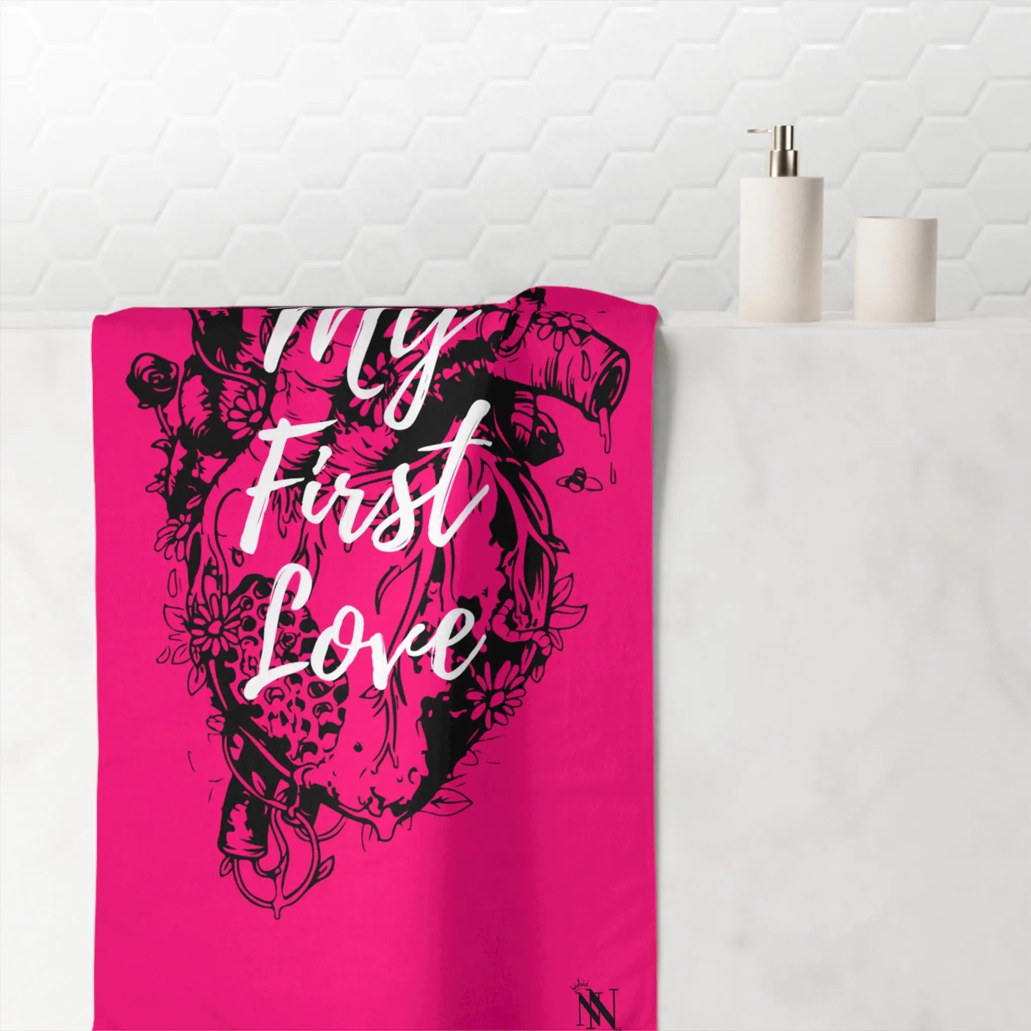 My First Love Real Heart & Flowers | Nectar Napkins XL Fun-Flirty Lovers’ Towels