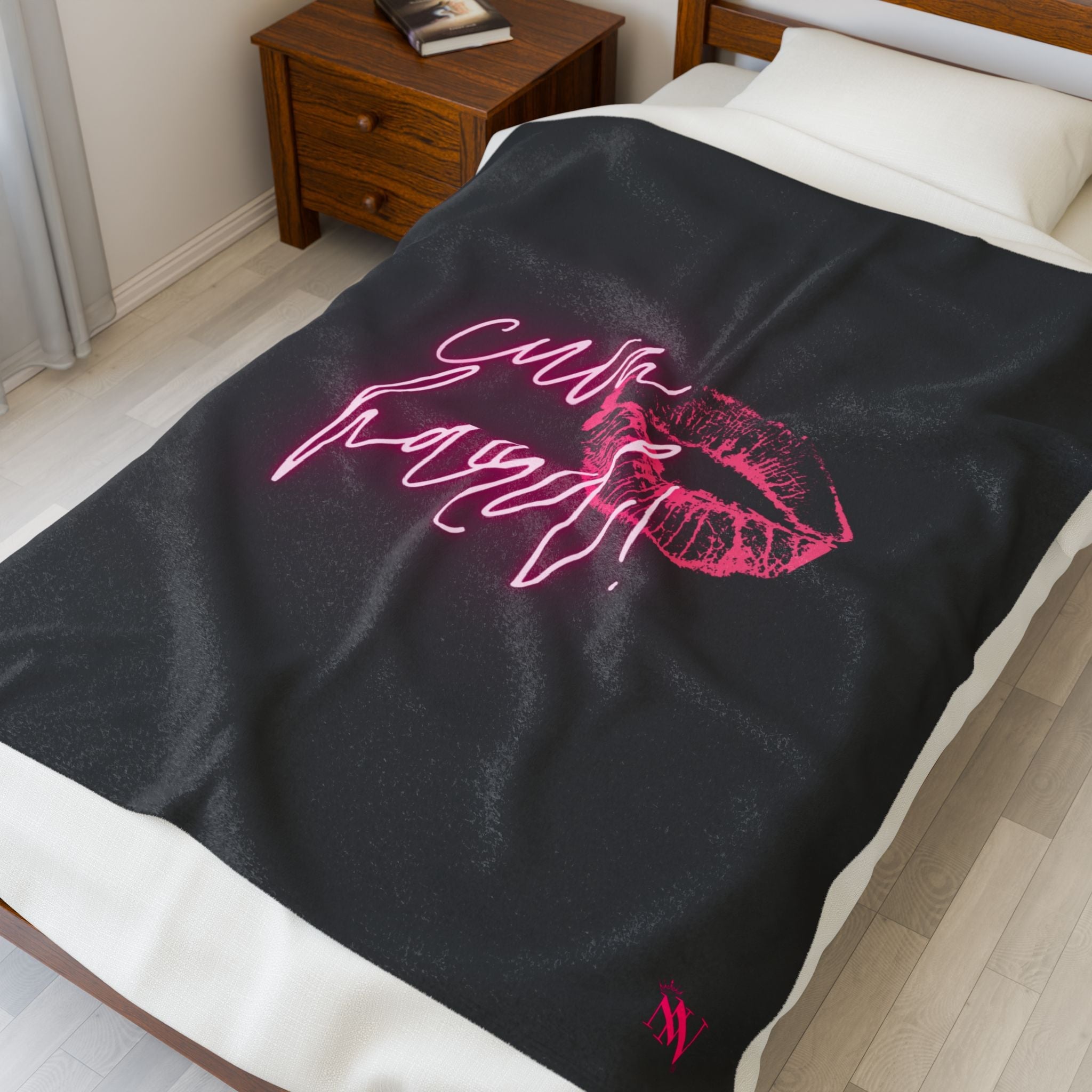 Cum Hard! Kiss Mark | Mix & Match Velveteen Fun-Flirty Lovers’ Blankets