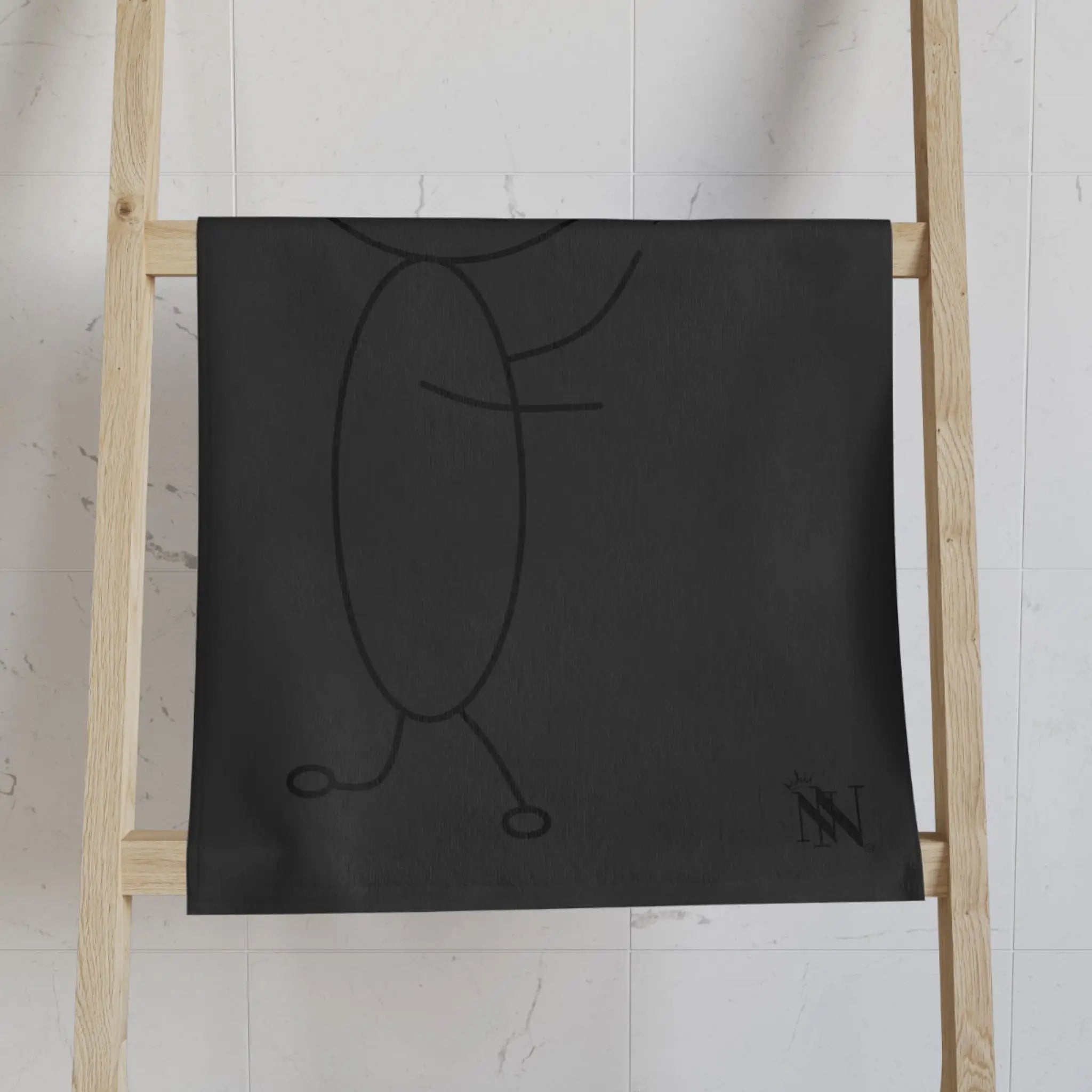 Stick Man Heart Balloon Dark Grey Cum Towel