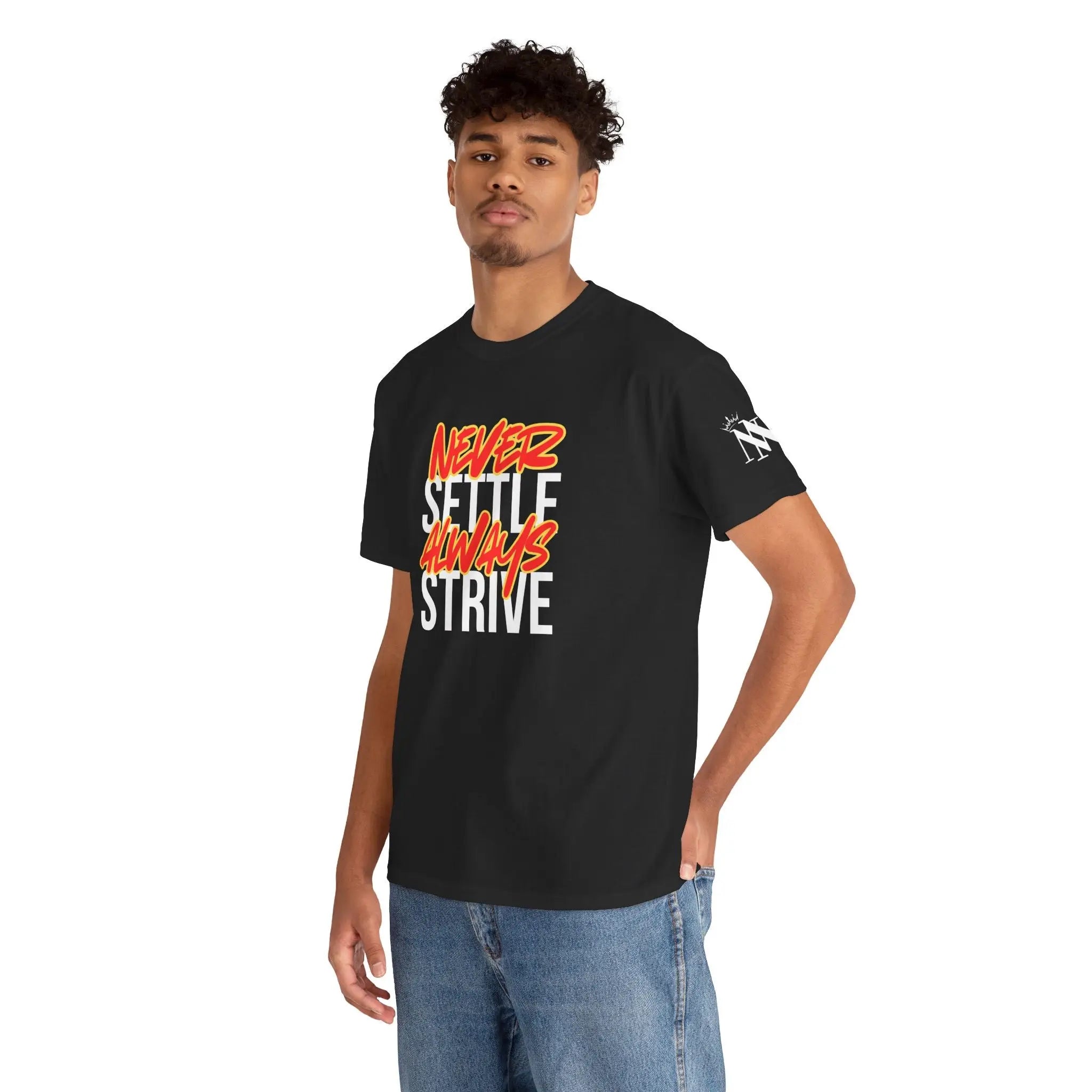 Never Settle Always Strive | Mix & Match Cotton Unisex Fun-Flirty Lovers’ T-Shirts