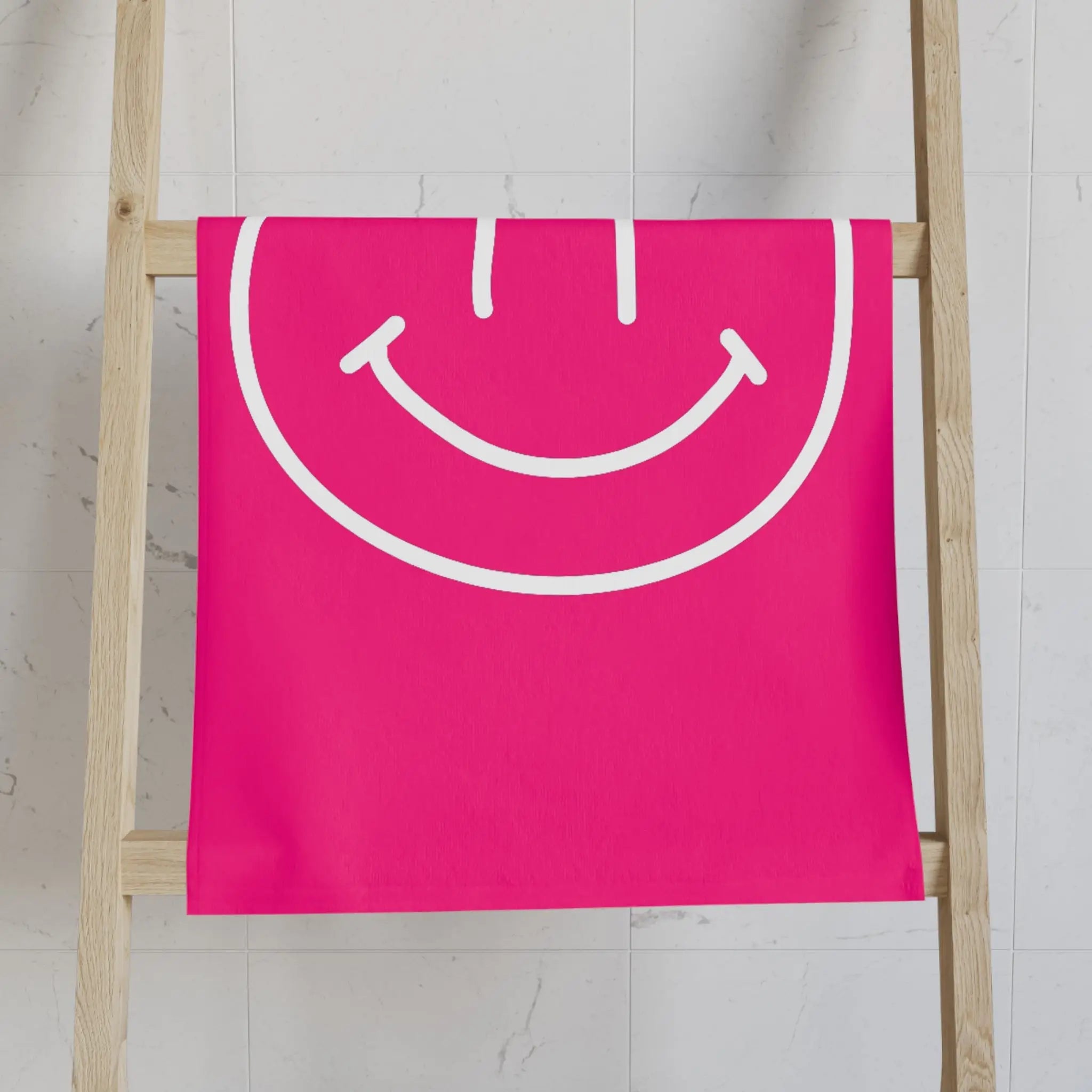 Happy Smiling Emoji Signature Pink | Mix & Match Classic Fun-Flirty Lovers’ Towels