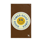 Good Times Good Vibes Happy Face Brown Cum Towel