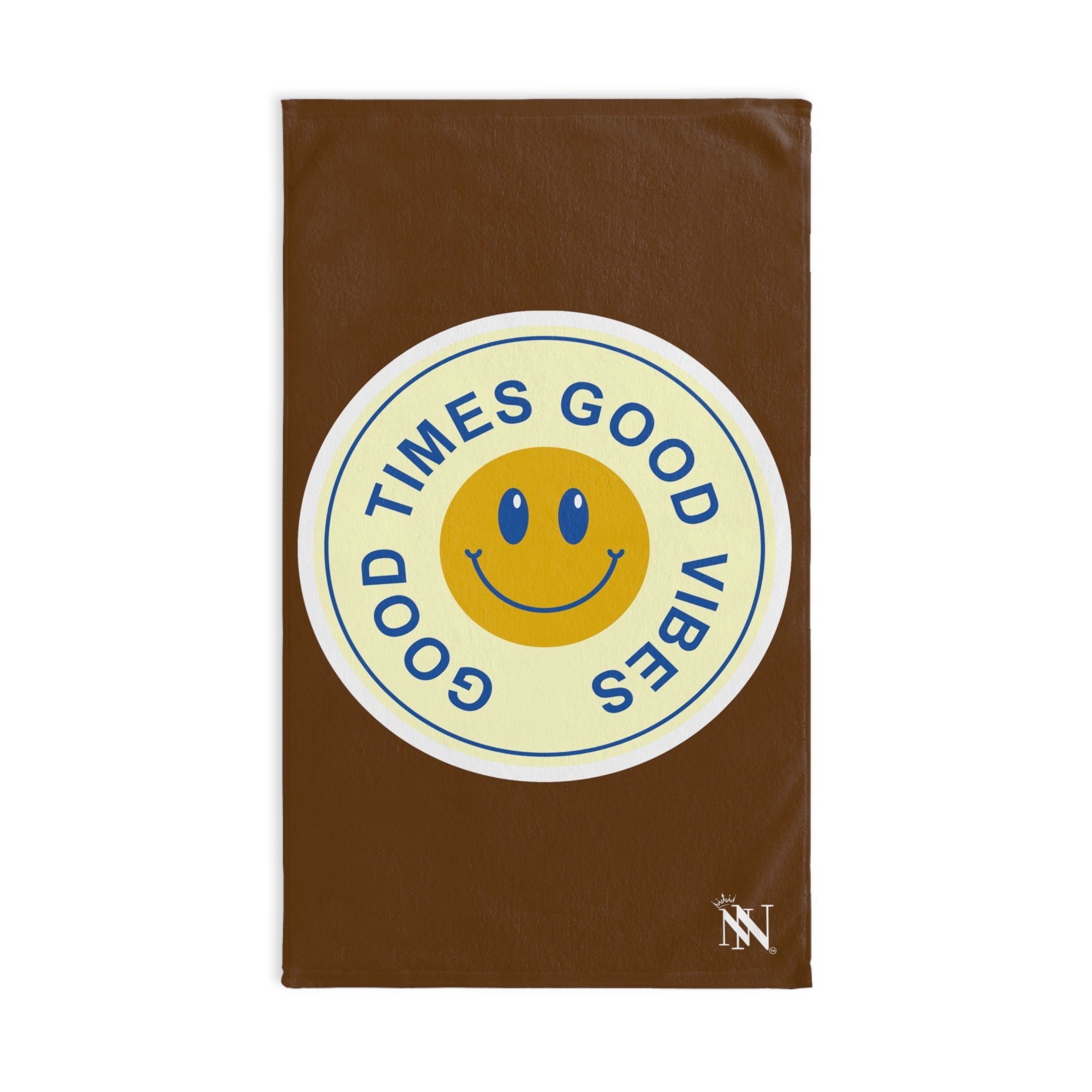 Good Times Good Vibes Happy Face Brown Cum Towel