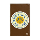 Good Times Good Vibes Happy Face Brown | Mix & Match Classic Fun-Flirty Lovers’ Towels
