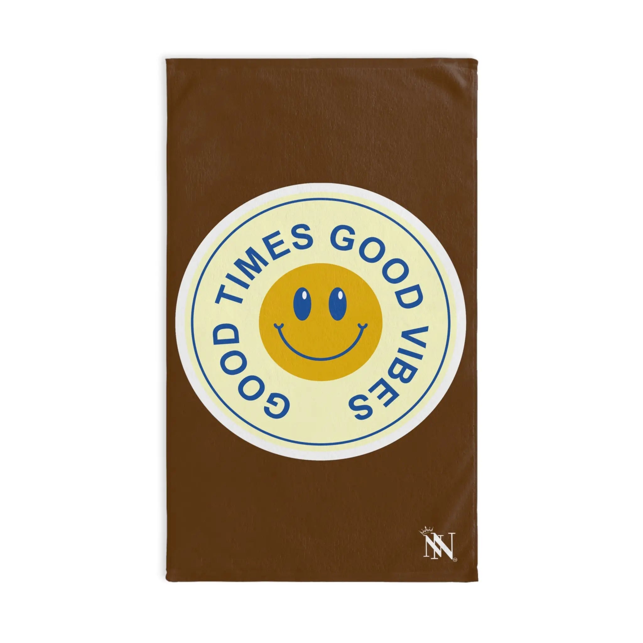 Good Times Good Vibes Happy Face Brown Cum Towel