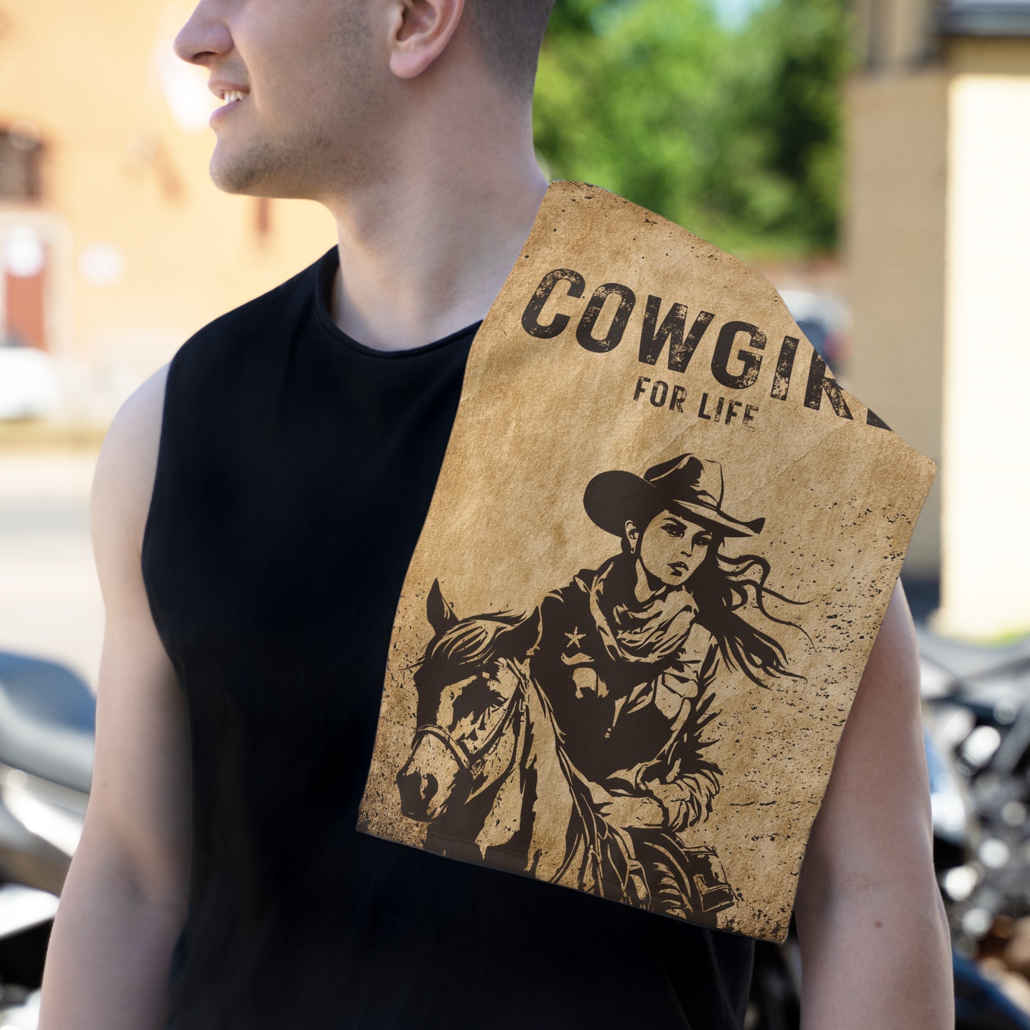 Vintage Cowgirl for Life Poster Luxury Super Soft Couples Love Sex Towel