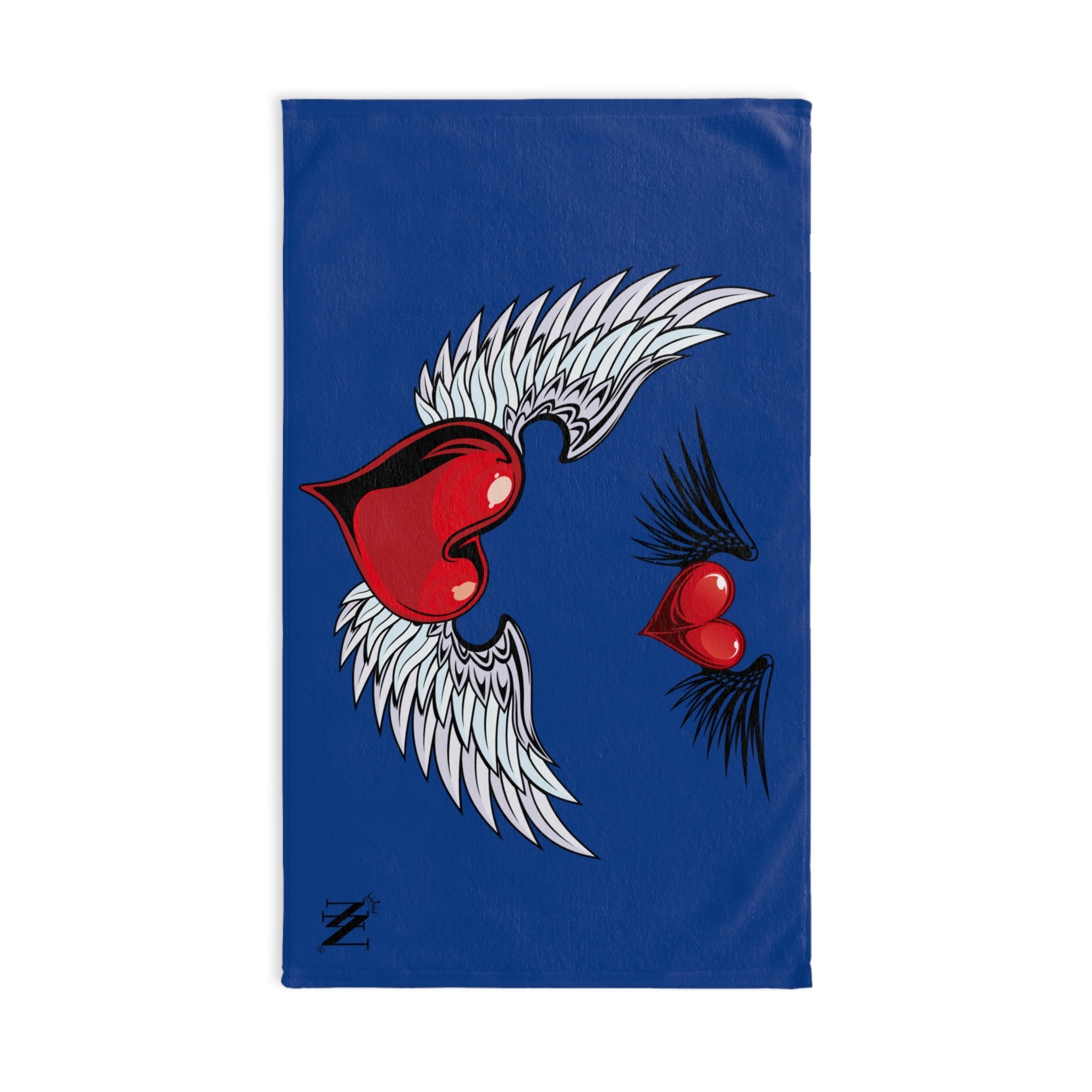 Double Hearts with Wings Blue Cum Towel