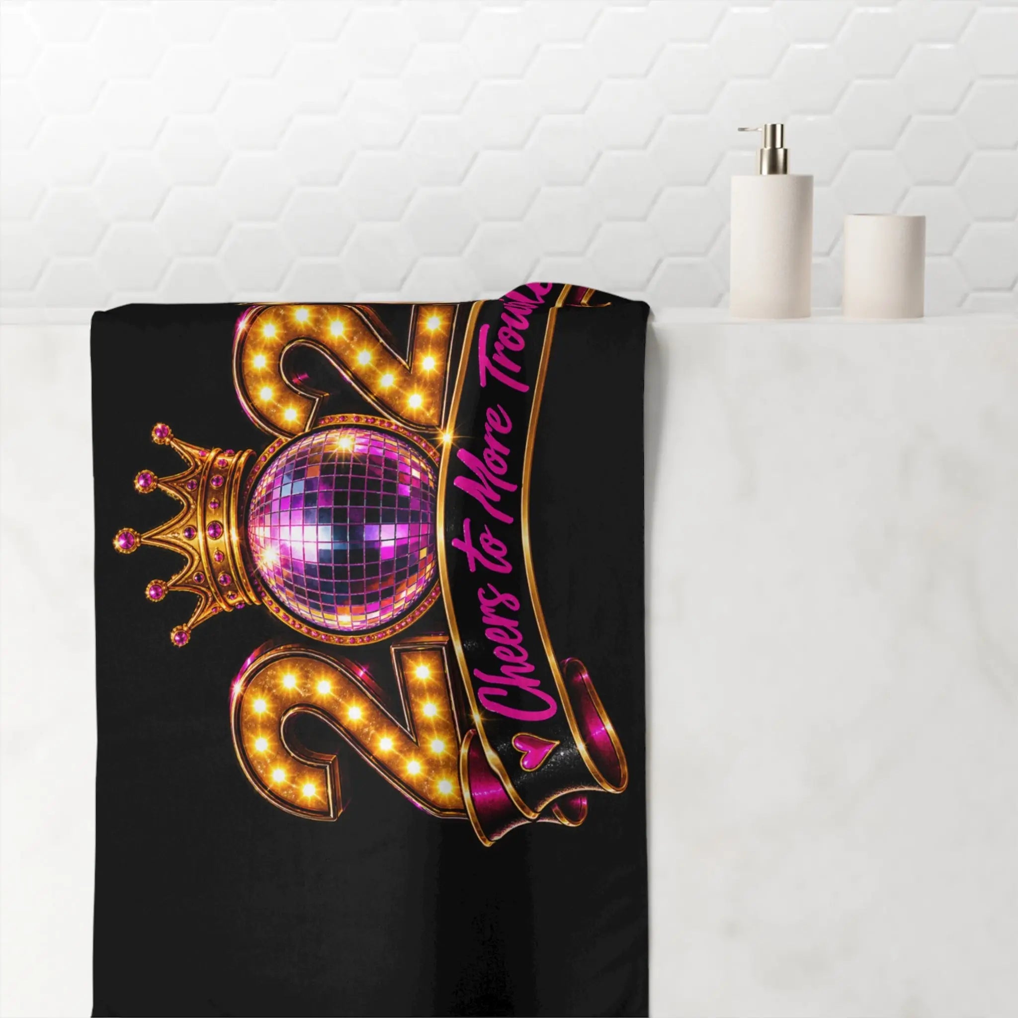 Cheers to More Trouble New Years XL Sex Towel
