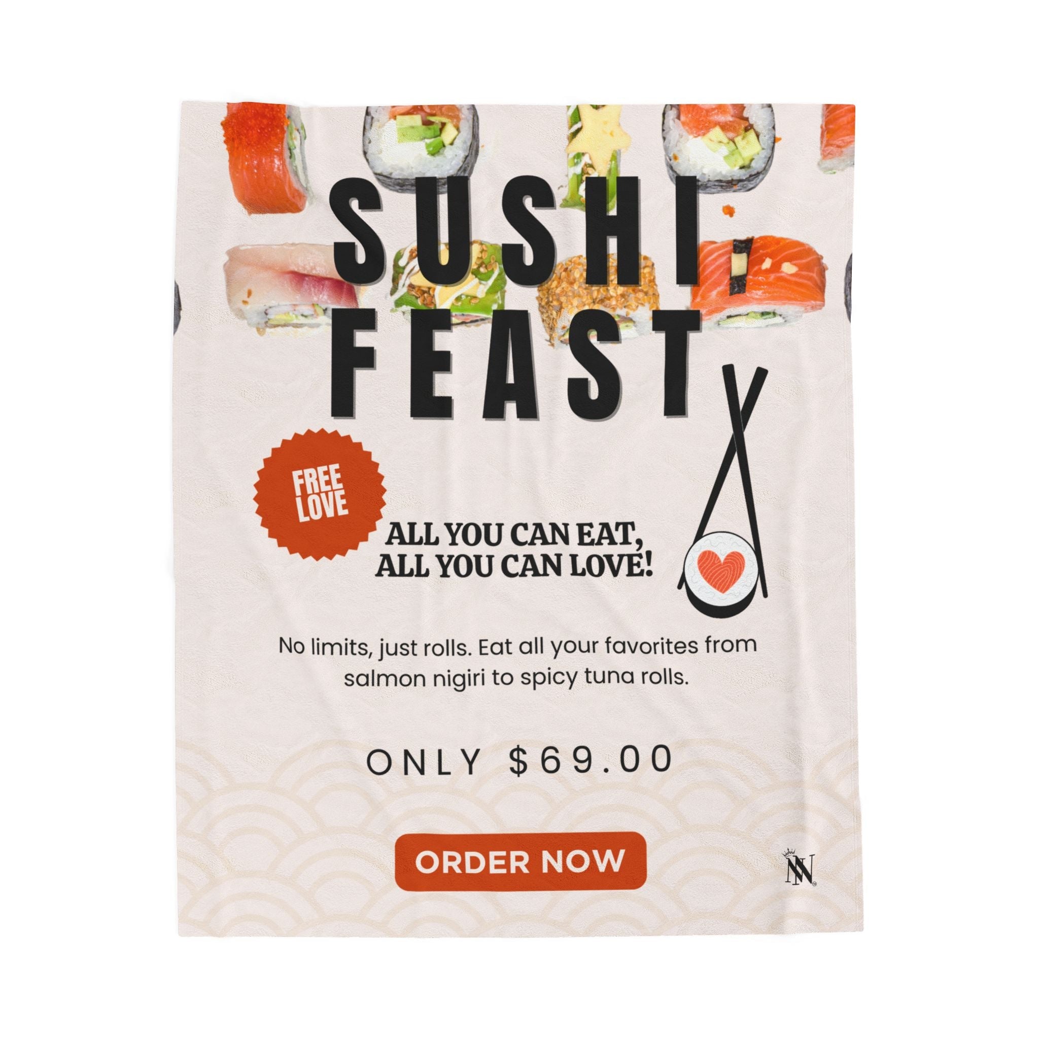 Sushi Feast | Mix & Match Velveteen Fun-Flirty Lovers’ Blankets