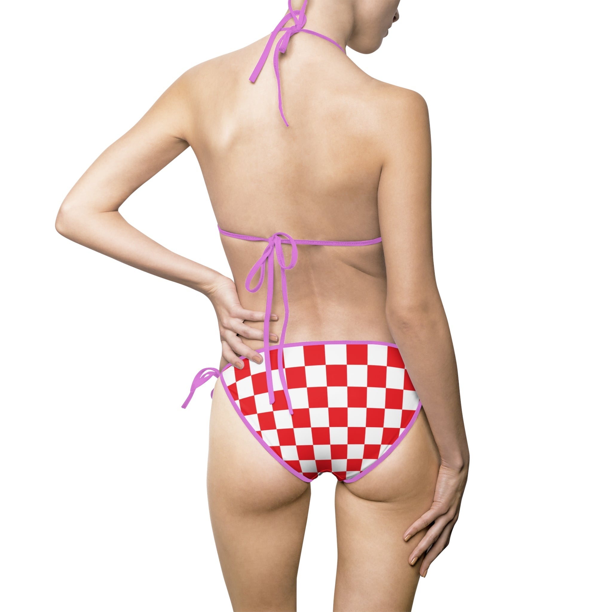 Red & White Checkered | Mix & Match Fun-Flirty Lovers’ String Bikinis