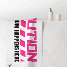 Caution: Messy Cum Happens Here | Mix & Match XL Fun-Flirty Lovers’ Towels
