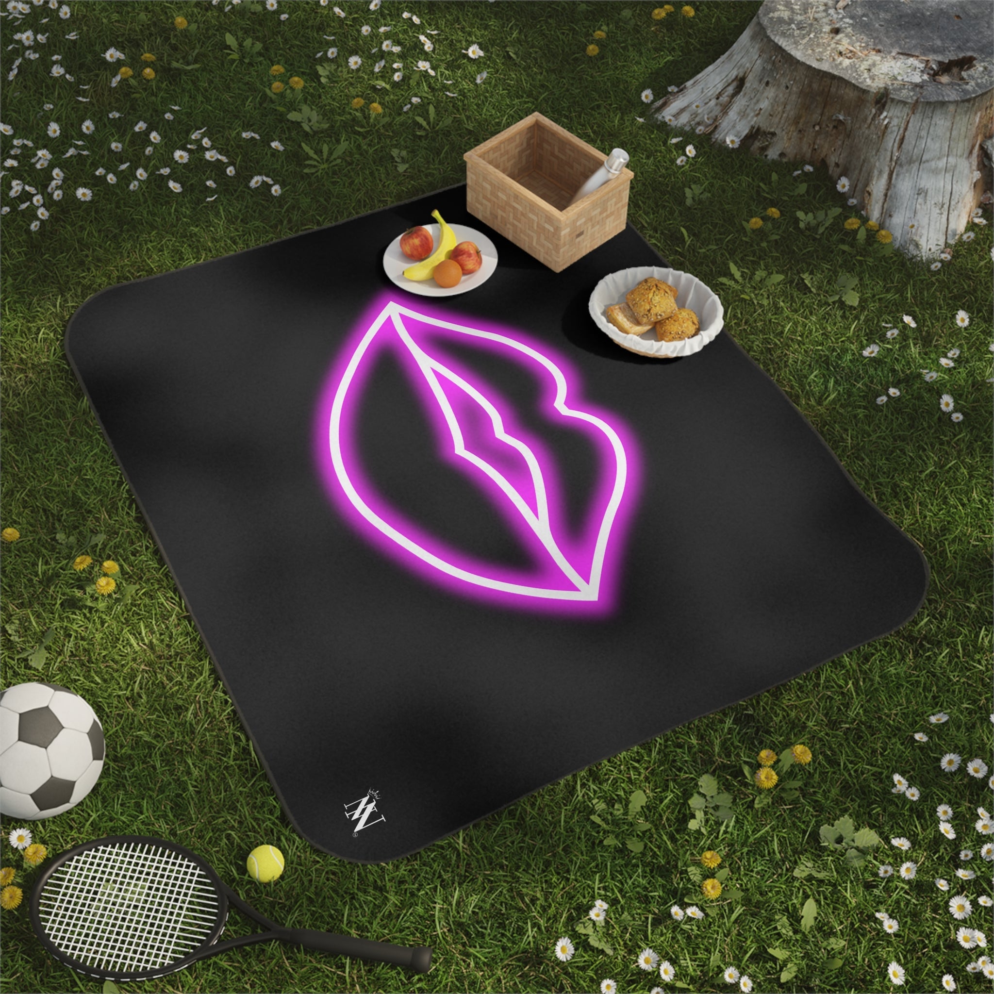 Her Lips Neon Couple Friendly Sex Blanket