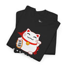 Lucky In Bed Beckoning Cat | Mix & Match Cotton Unisex Fun-Flirty Lovers’ T-Shirts