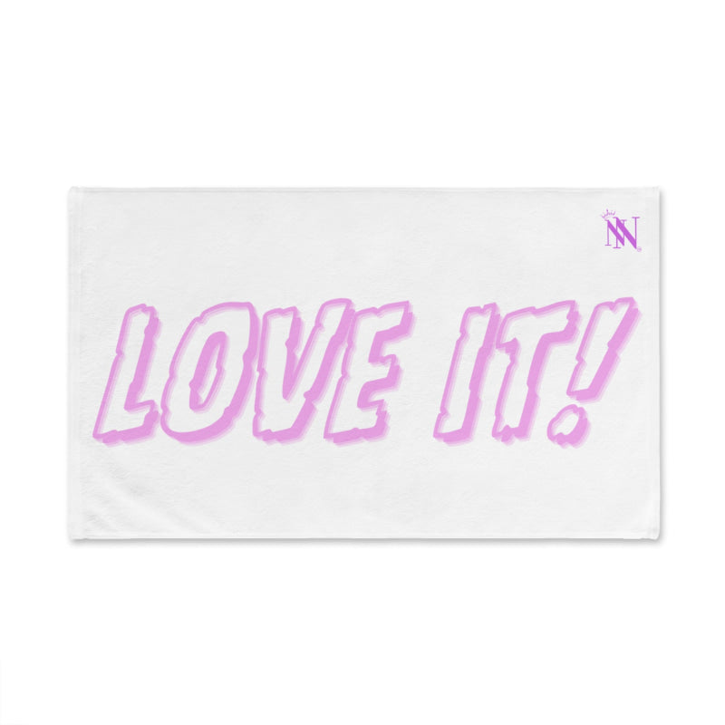 Love It | White Hand Towel Sexy Wedding Gifts Party Bridal Cotton Couples Rag 2nd Anniversary Hers Him His Wife