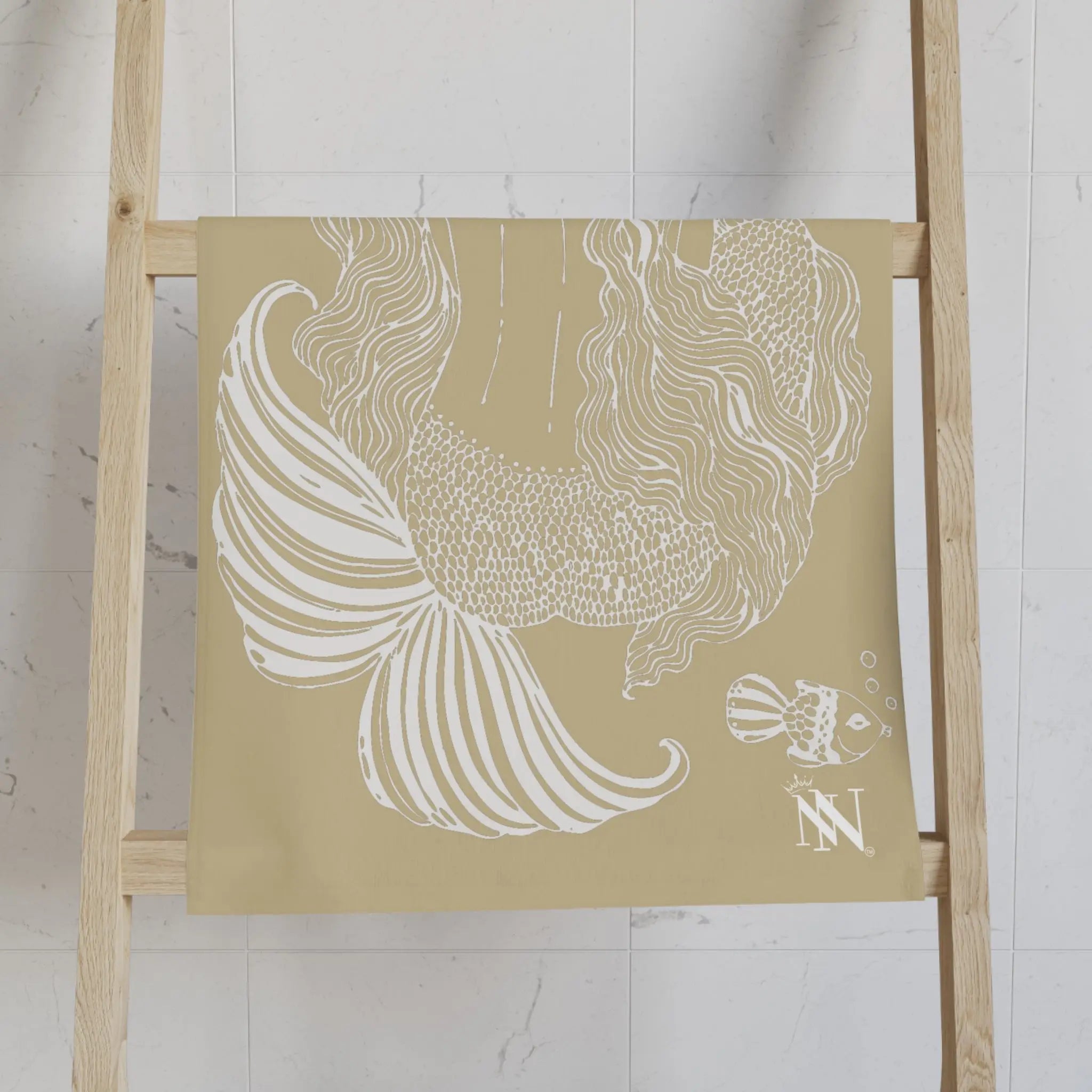 Mermaid Sitting Her Back Turned Gold Cum Towel