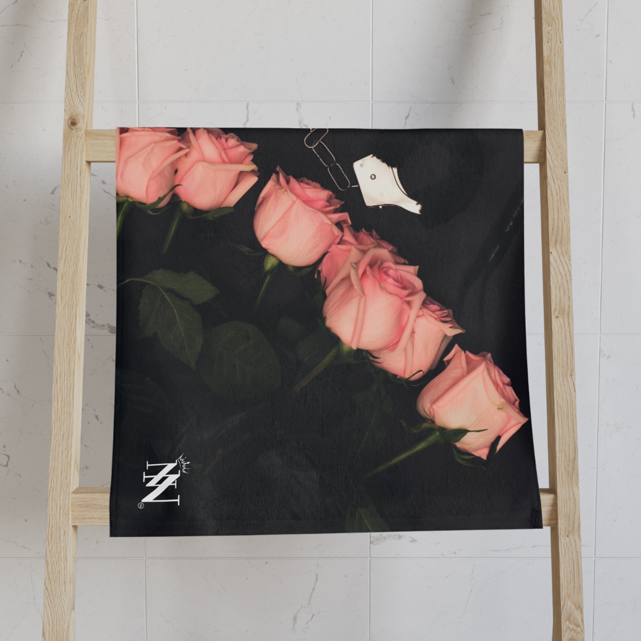 Furry Hand Cuffs & Roses Photograph | Mix & Match Classic Fun-Flirty Lovers’ Towels