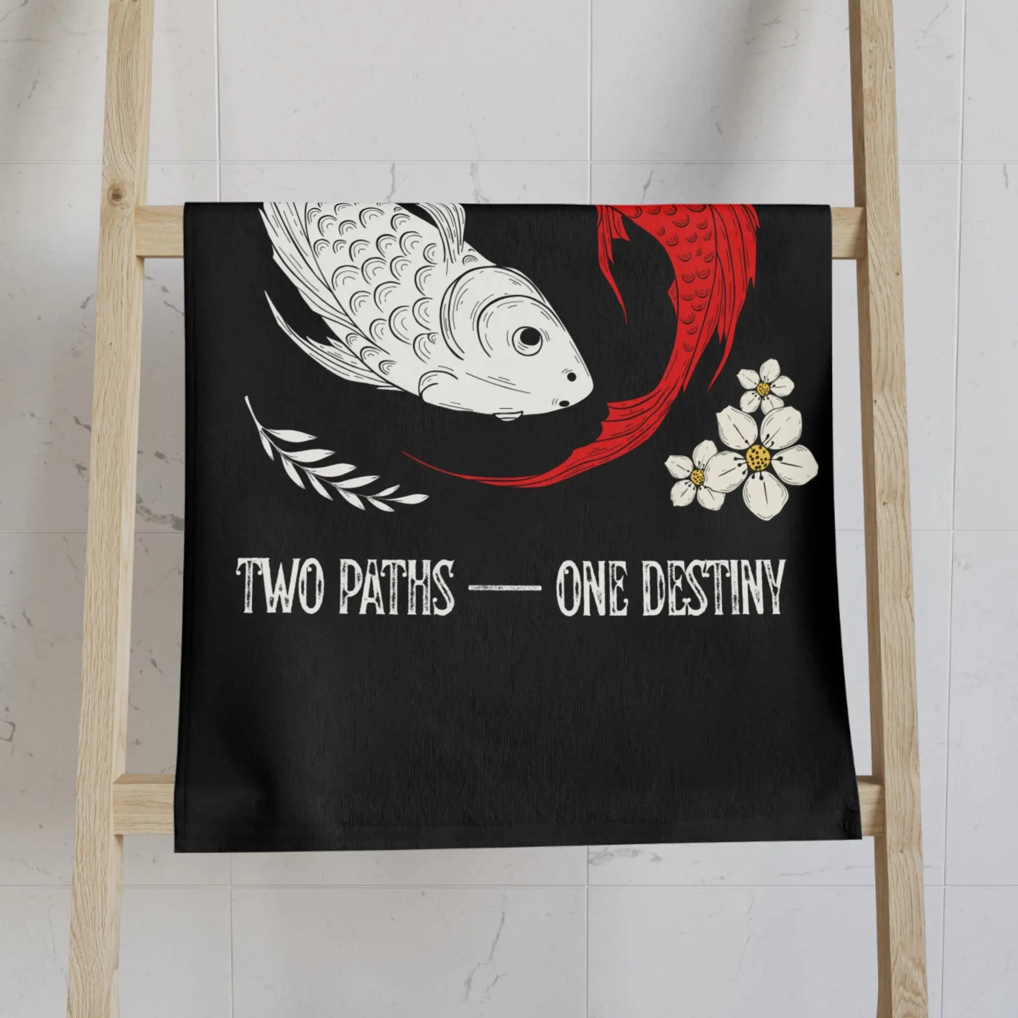 Two Paths One Destiny Koi Fish Ying Yang Cum Towel