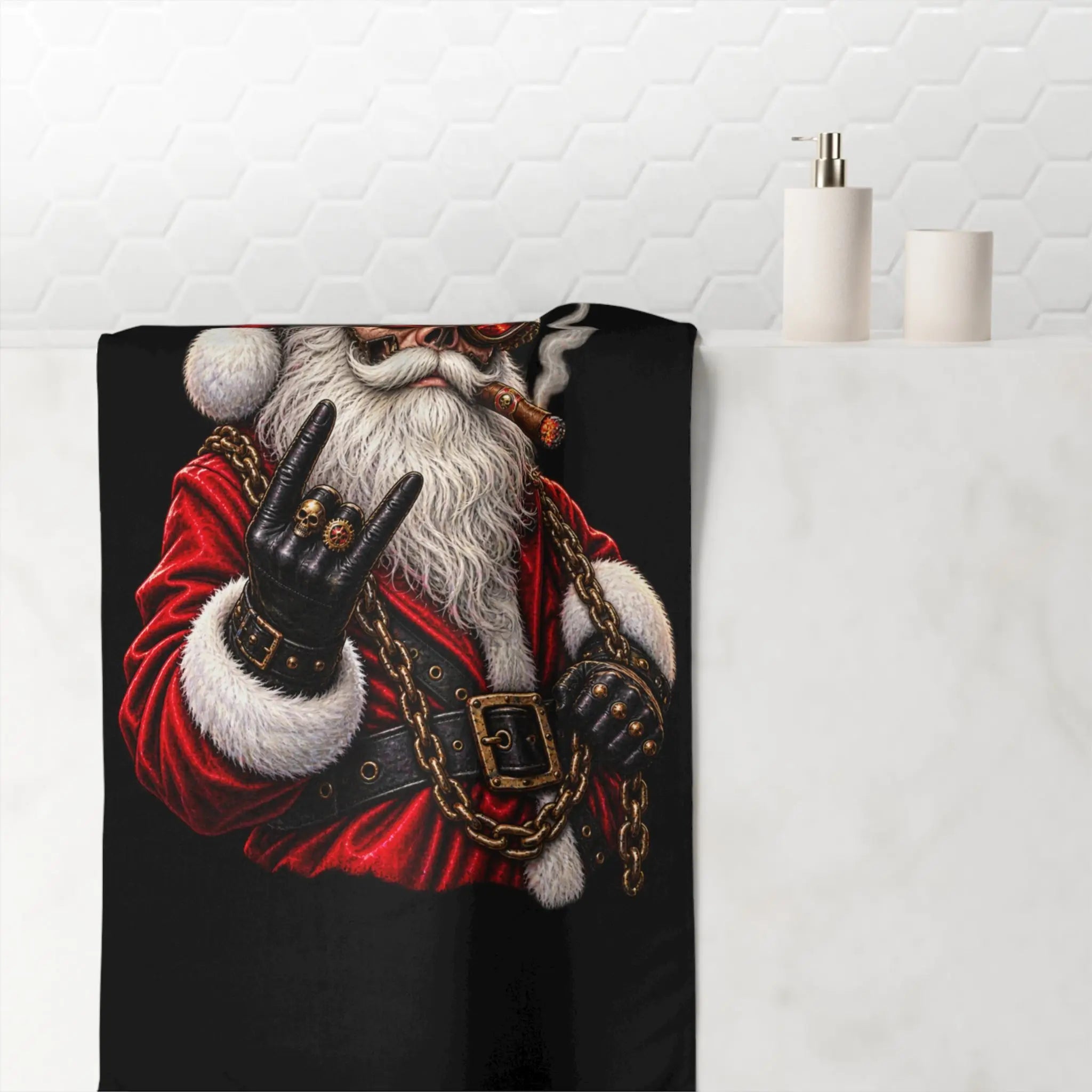 Santa in Chains Christmas | Nectar Napkins XL Fun-Flirty Lovers’ Towels