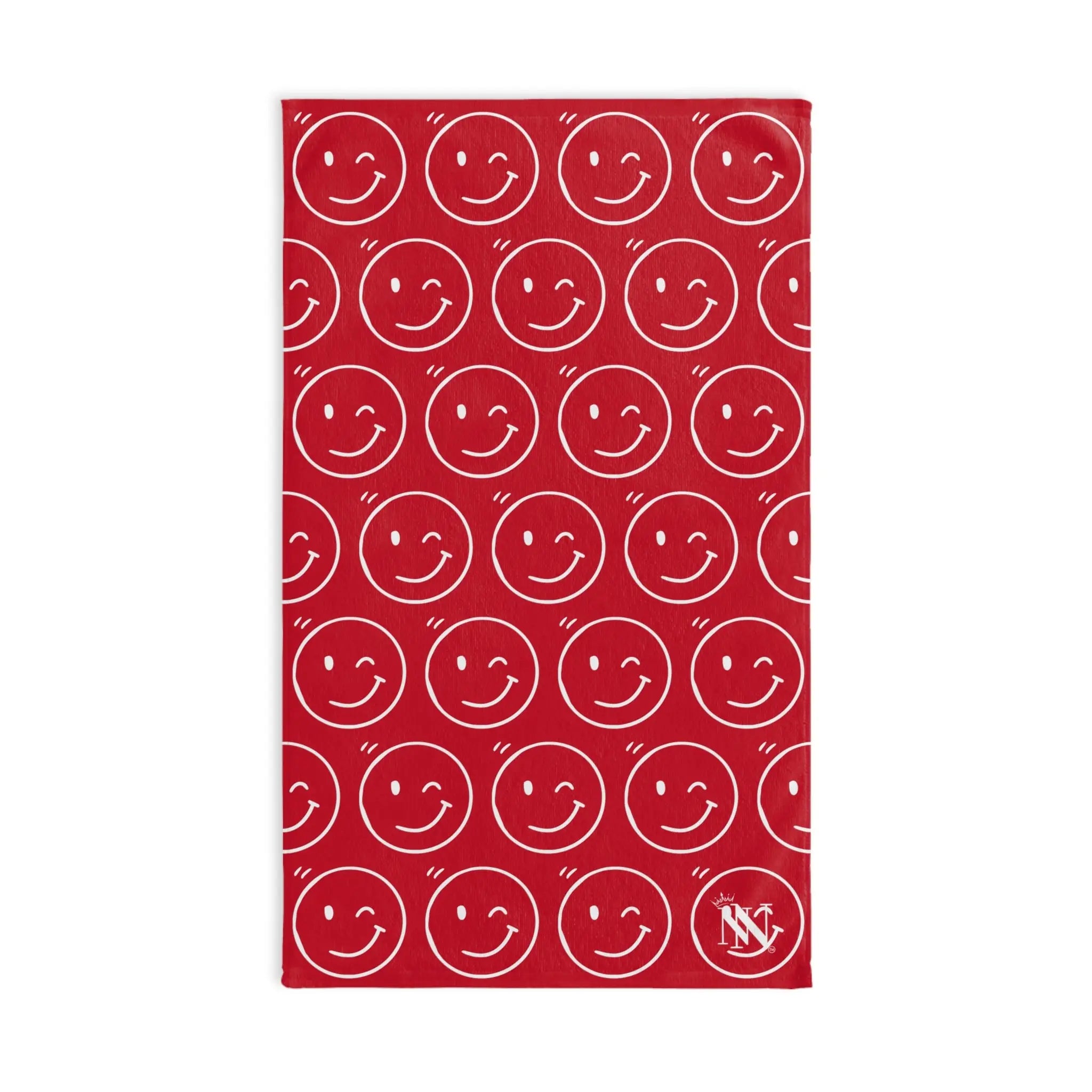 Wink Emoji Pattern Red Cum Towel