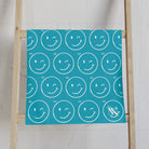 Wink Emoji Pattern Teal | Mix & Match Classic Fun-Flirty Lovers’ Towels
