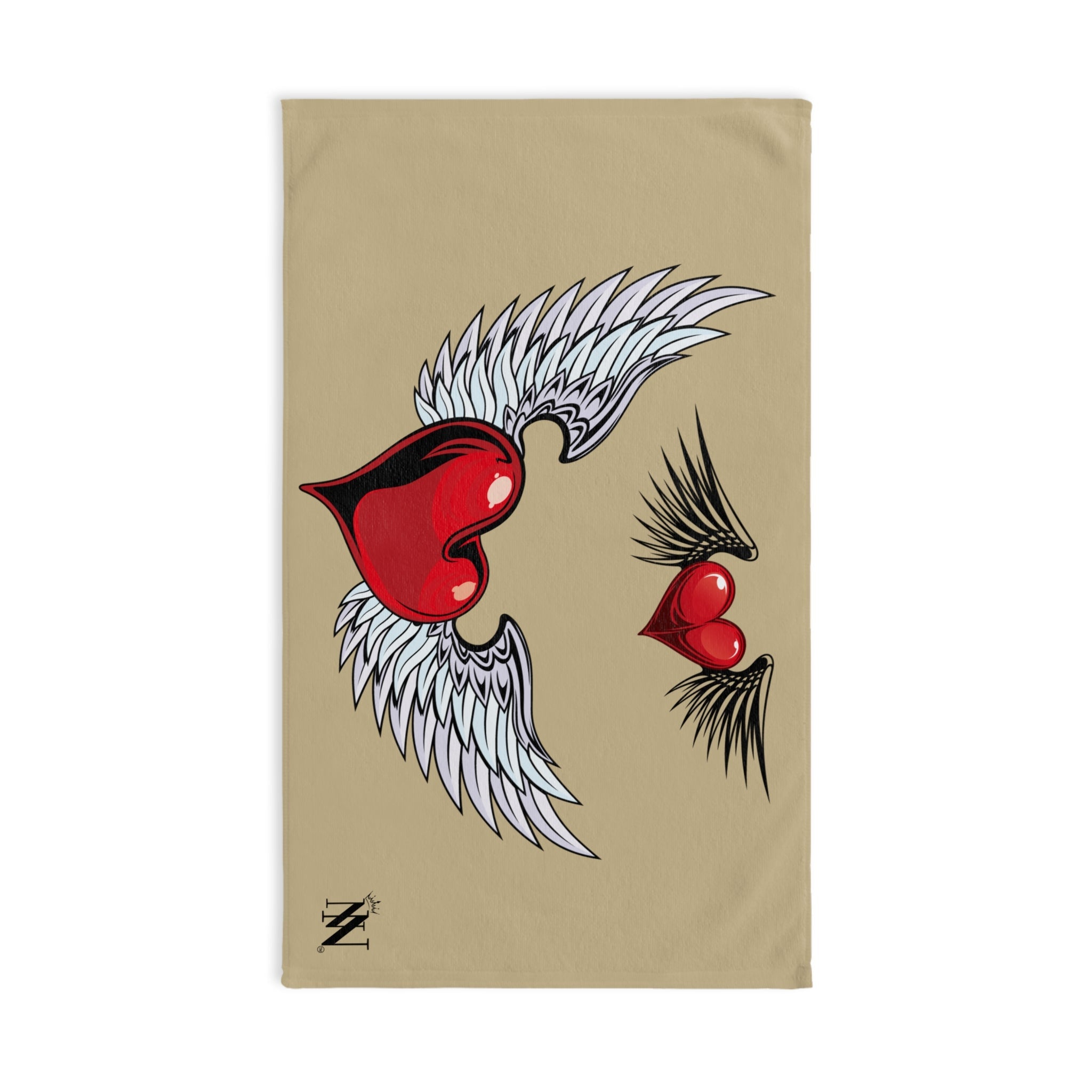 Double Hearts with Wings Gold Cum Towel