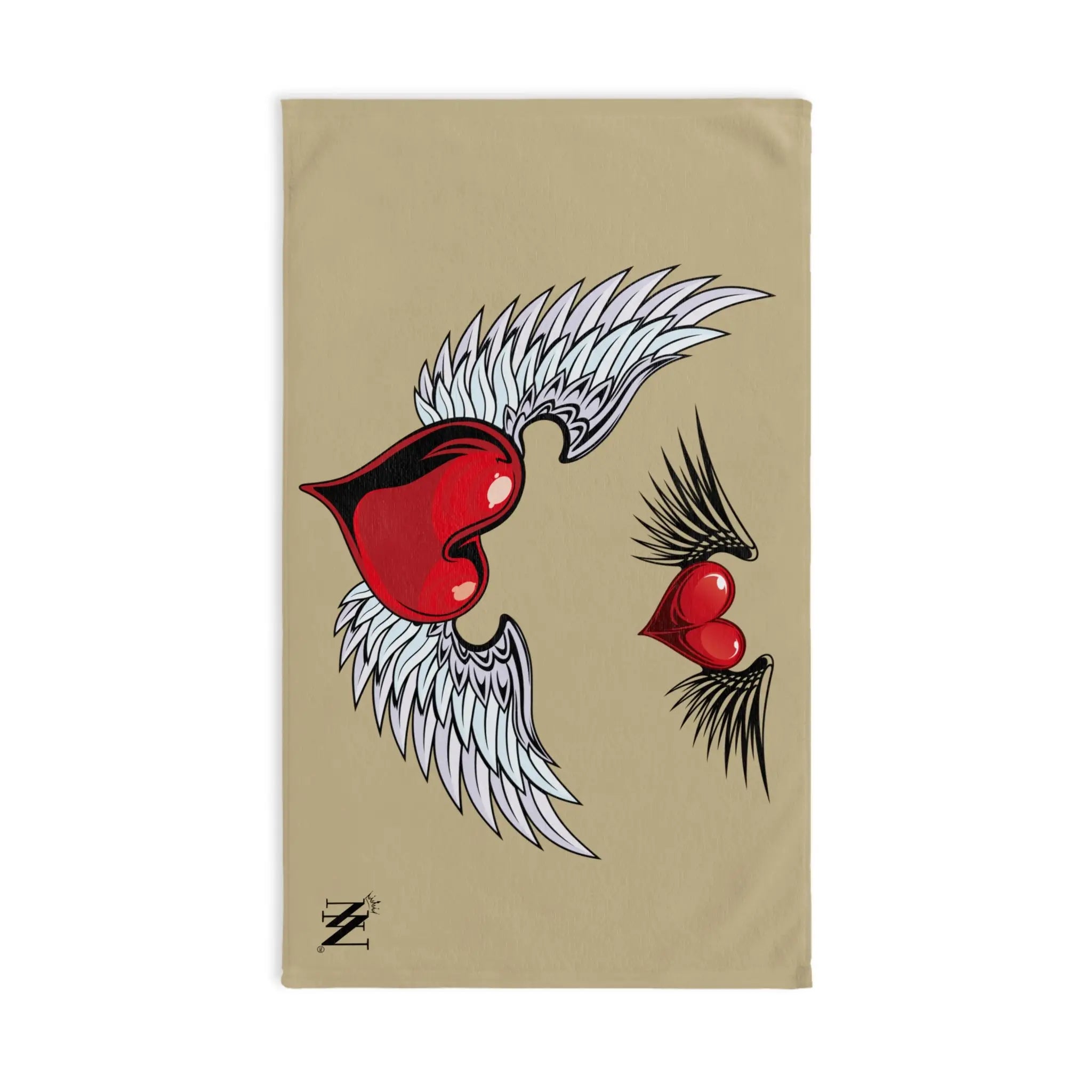 Double Hearts with Wings Gold Cum Towel