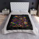 Mardi Gras & Mischief Skull Crushed Velvet Blanket