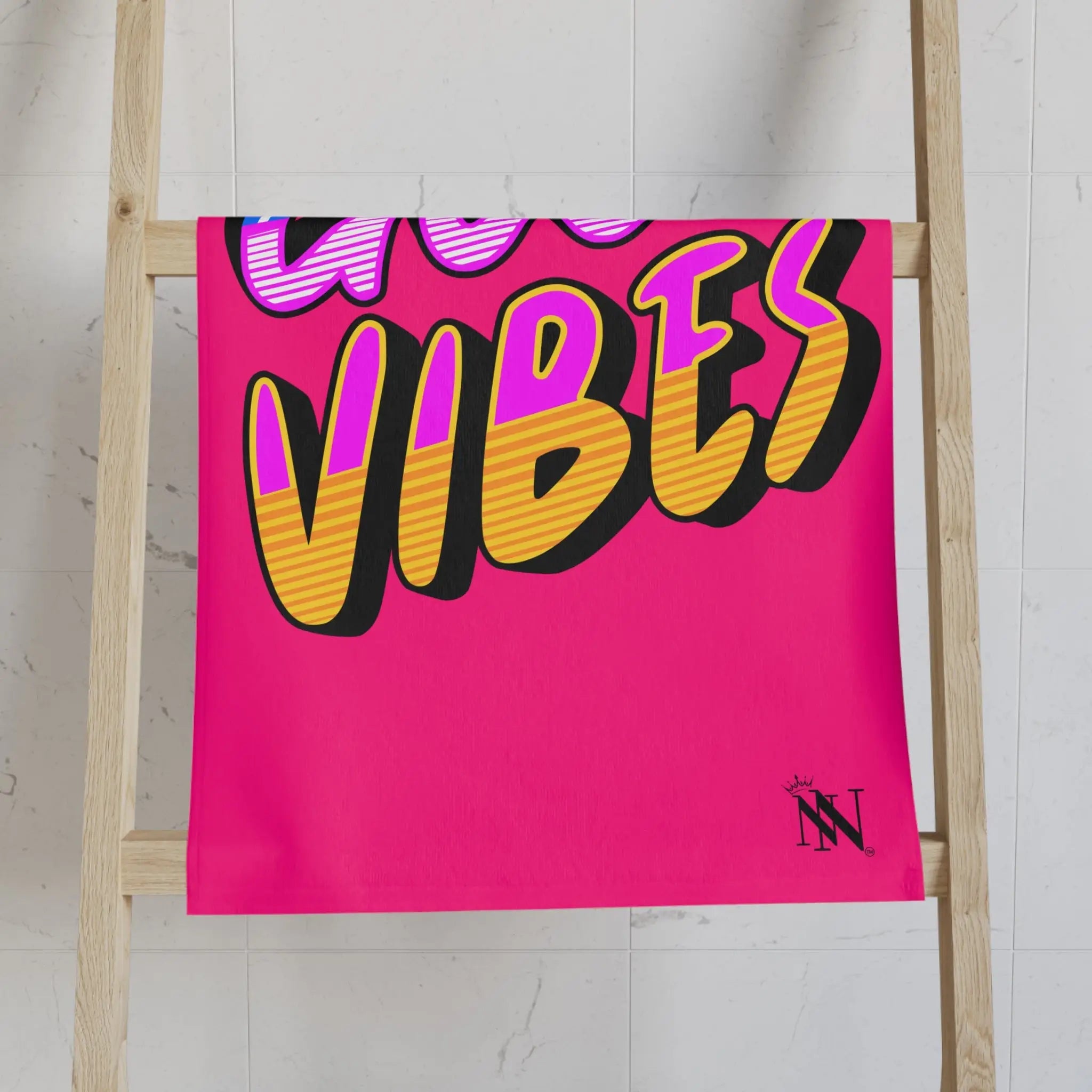 Neon Rainbow Good Vibes Signature Pink | Mix & Match Classic Fun-Flirty Lovers’ Towels