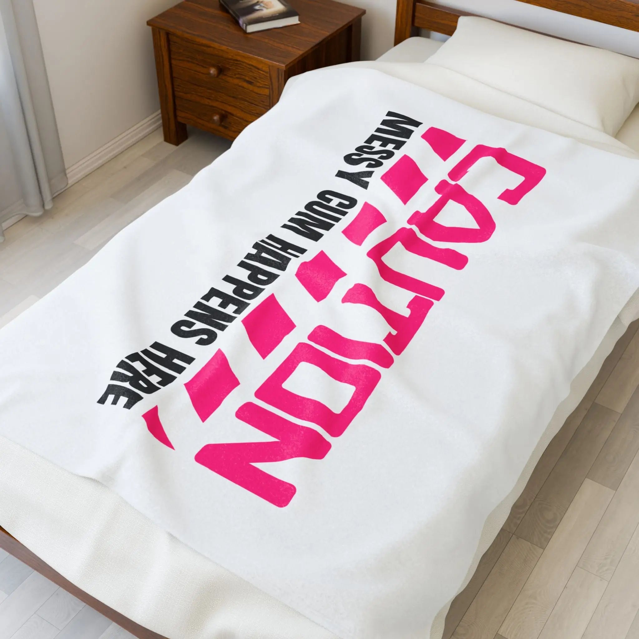 Caution: Messy Cum Happens Here | Mix & Match Velveteen Fun-Flirty Lovers’ Blankets