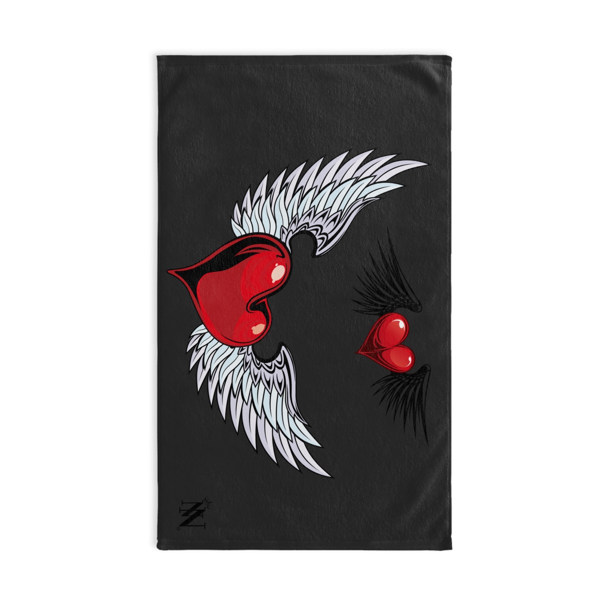 Double Hearts with Wings Dark Grey Cum Towel