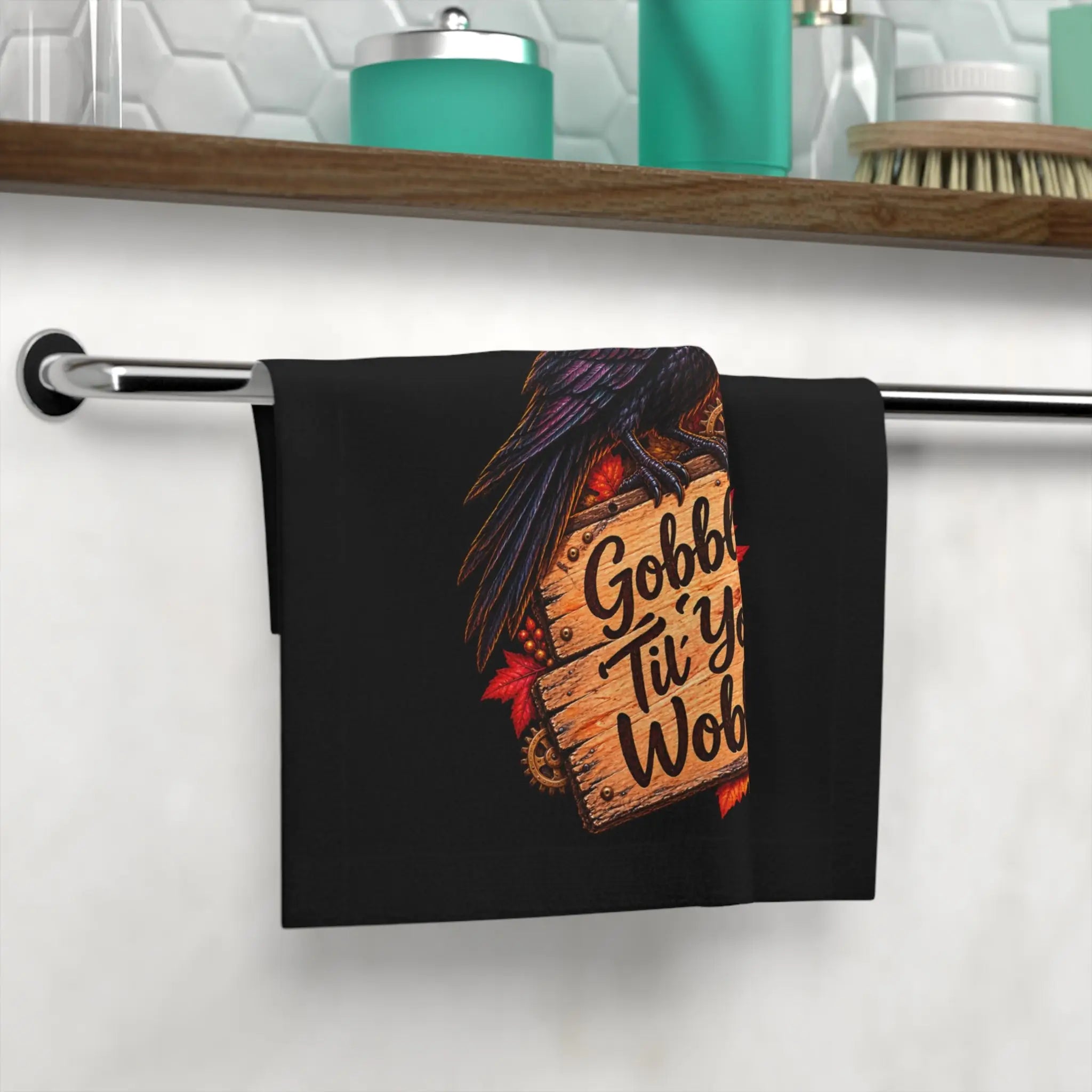 Gobble Til’ You Wobble Crow | Nectar Napkins Lils’ Fun-Flirty Lovers’ Towels
