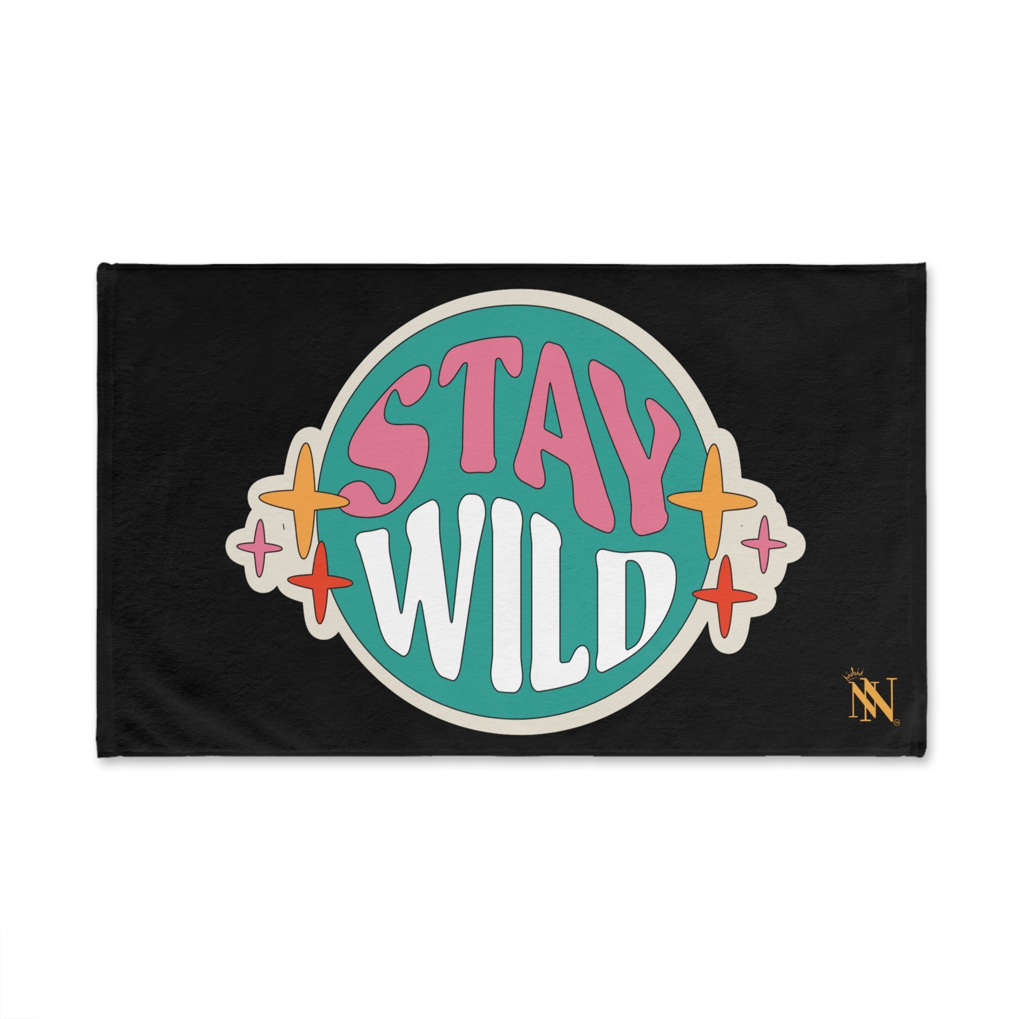 Stay Wild Retro Sticker Black Cum Towel