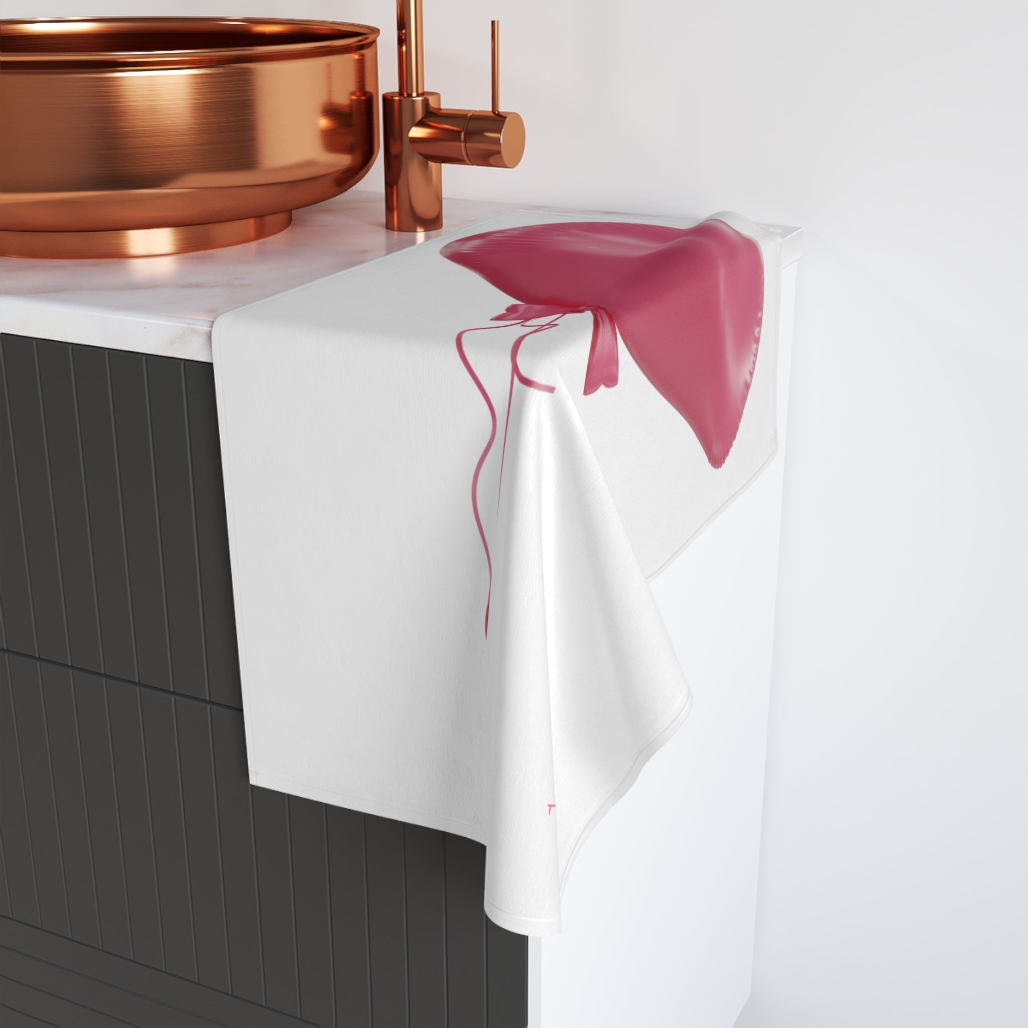 Pink Heart Balloon Bow 3D Print | Mix & Match Original Fun-Flirty Lovers’ Towels
