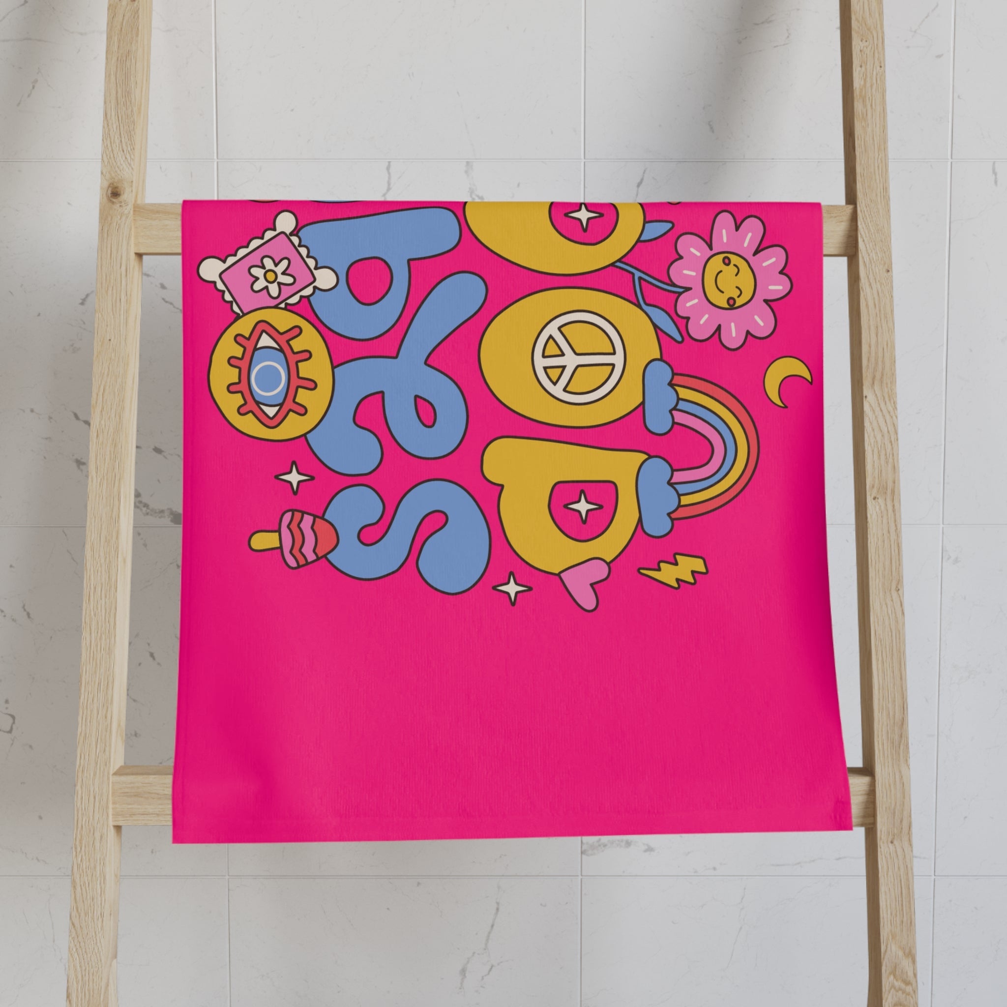 Good Vibes Hippie Flower Signature Pink Cum Towel