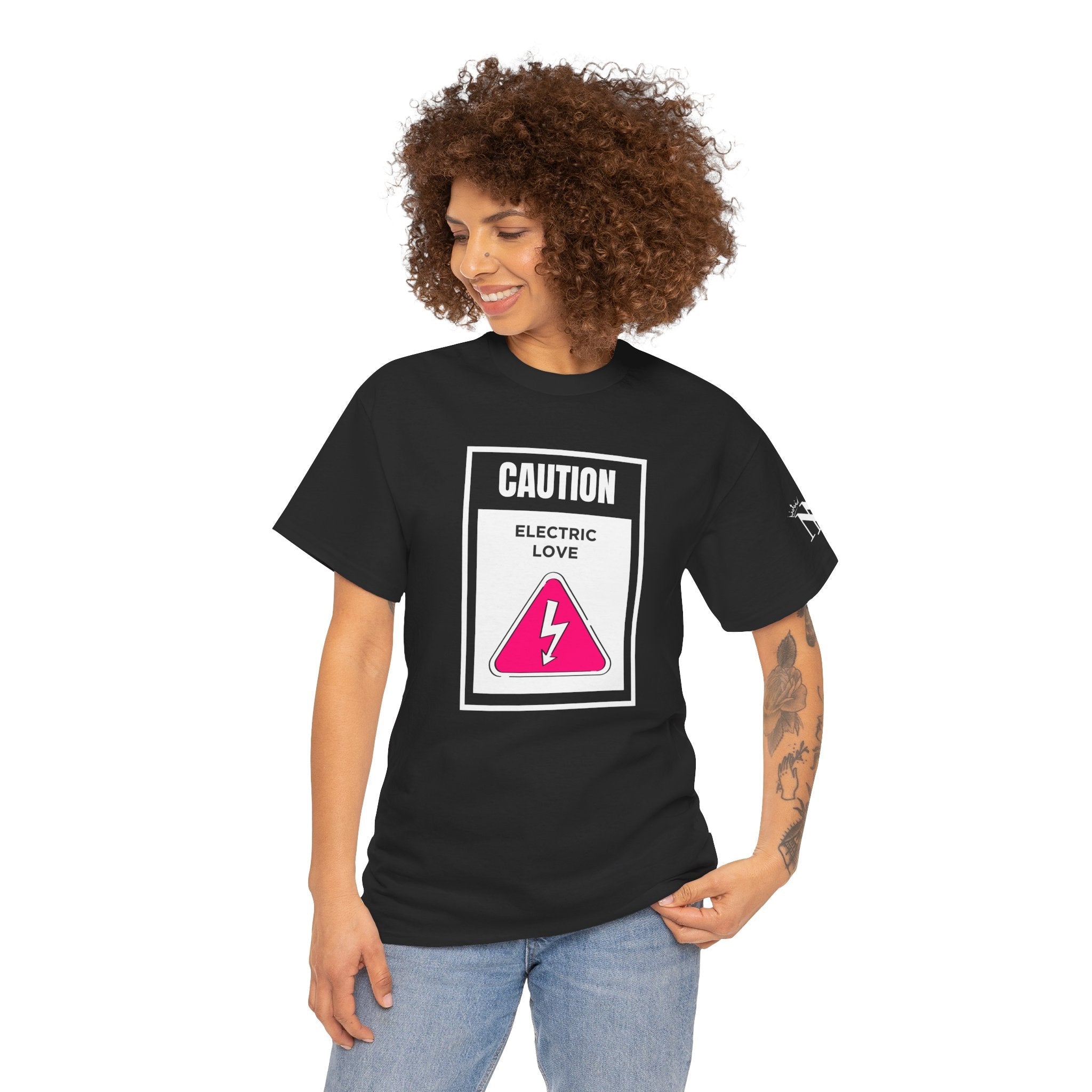 Caution Electric Love Romantic Couples Sex Gifts 100% Cotton T-Shirt