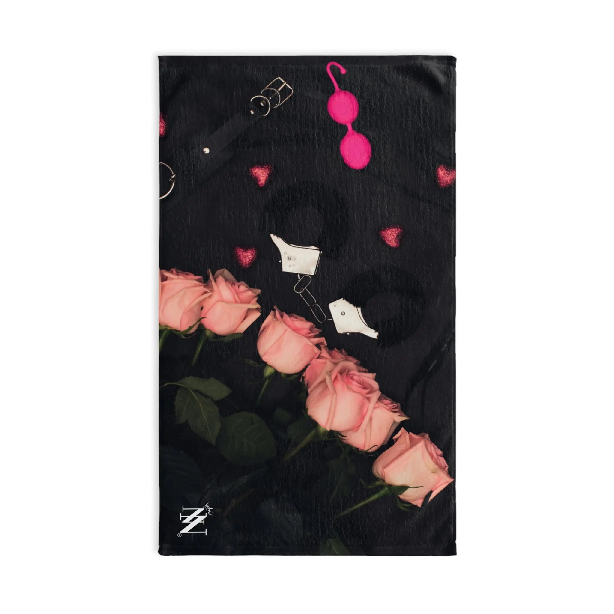 Furry Hand Cuffs & Roses Photograph | Mix & Match Classic Fun-Flirty Lovers’ Towels